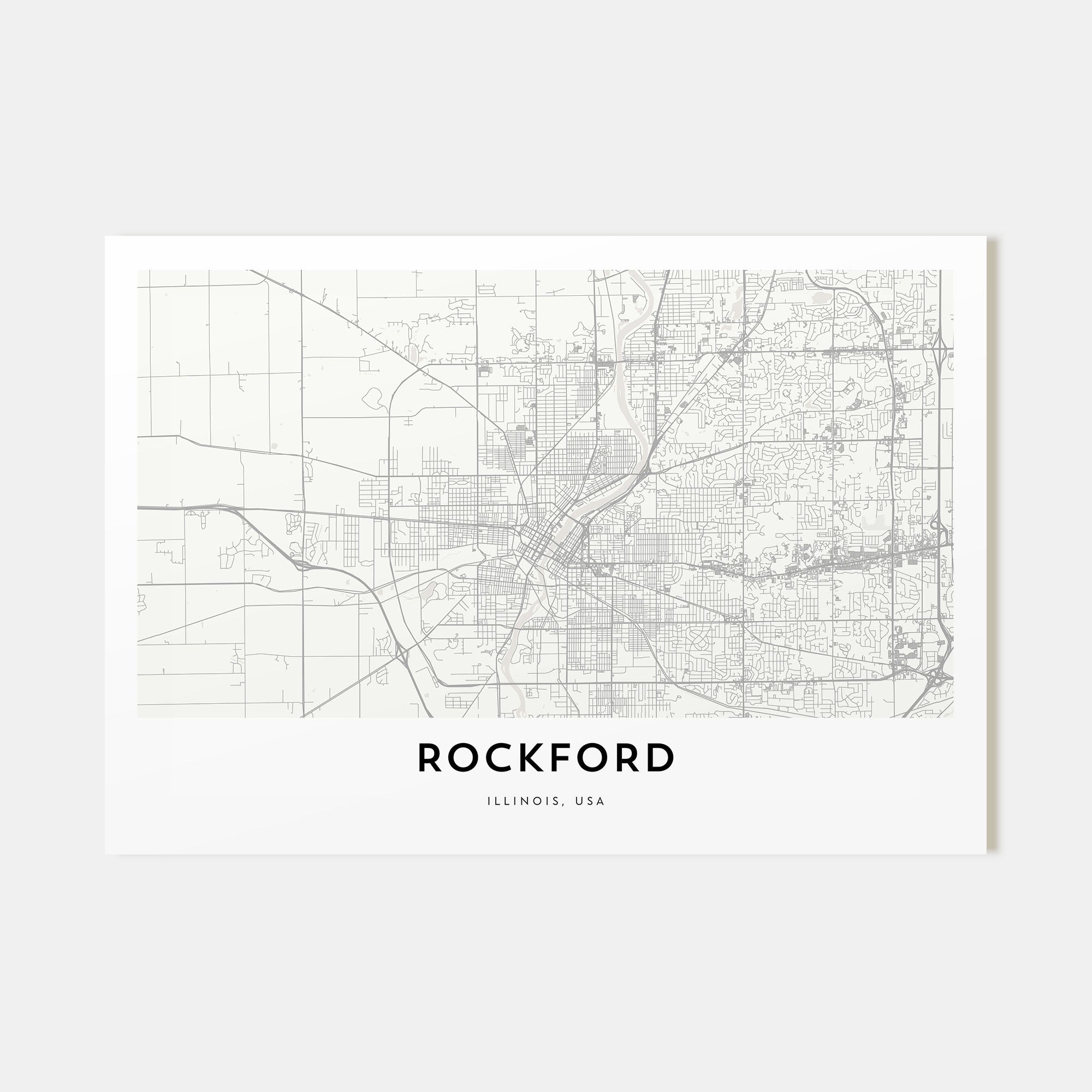 Rockford Map Landscape Poster