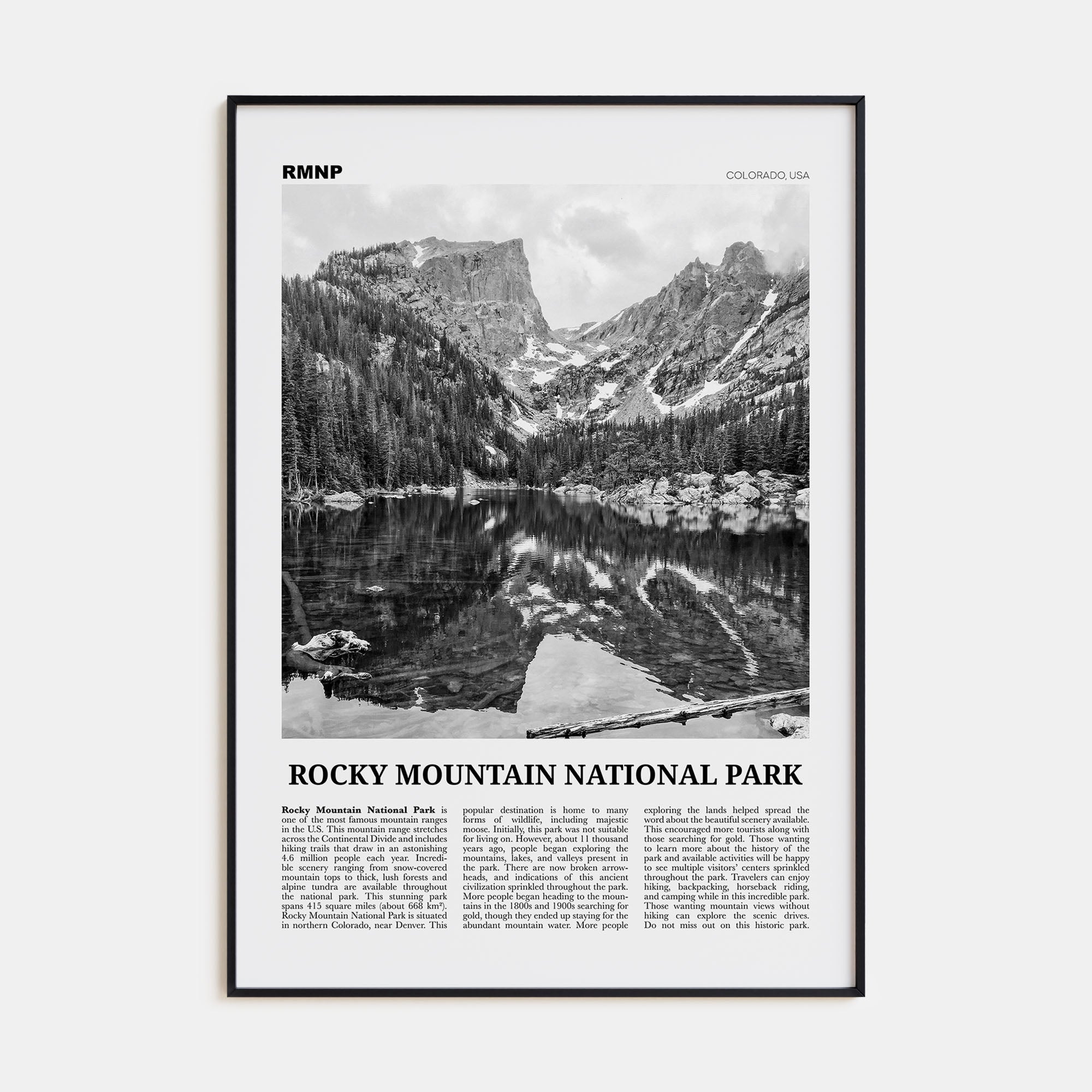 Rocky Mountain National Park Travel B&W Poster