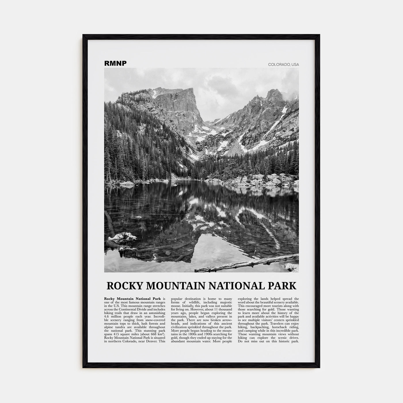 Rocky Mountain National Park Travel B&W Poster