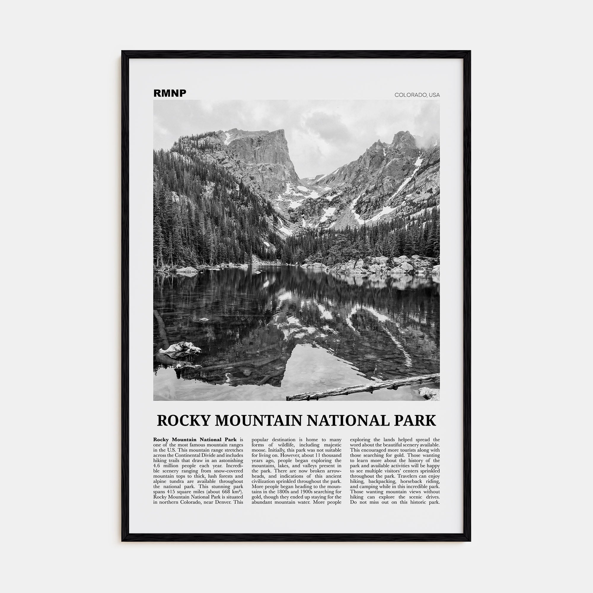 Rocky Mountain National Park Travel B&W Poster