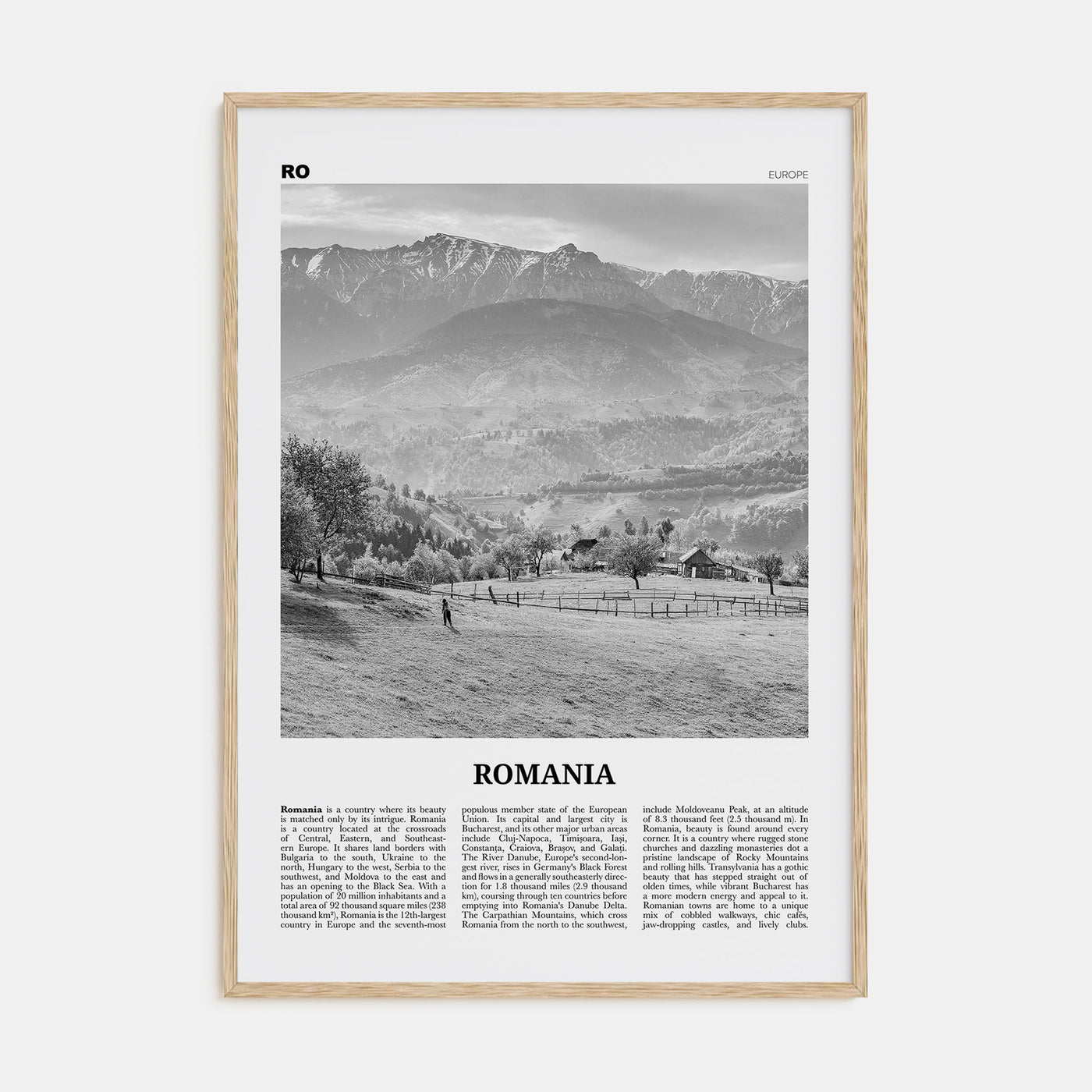 Romania Travel B&W Poster