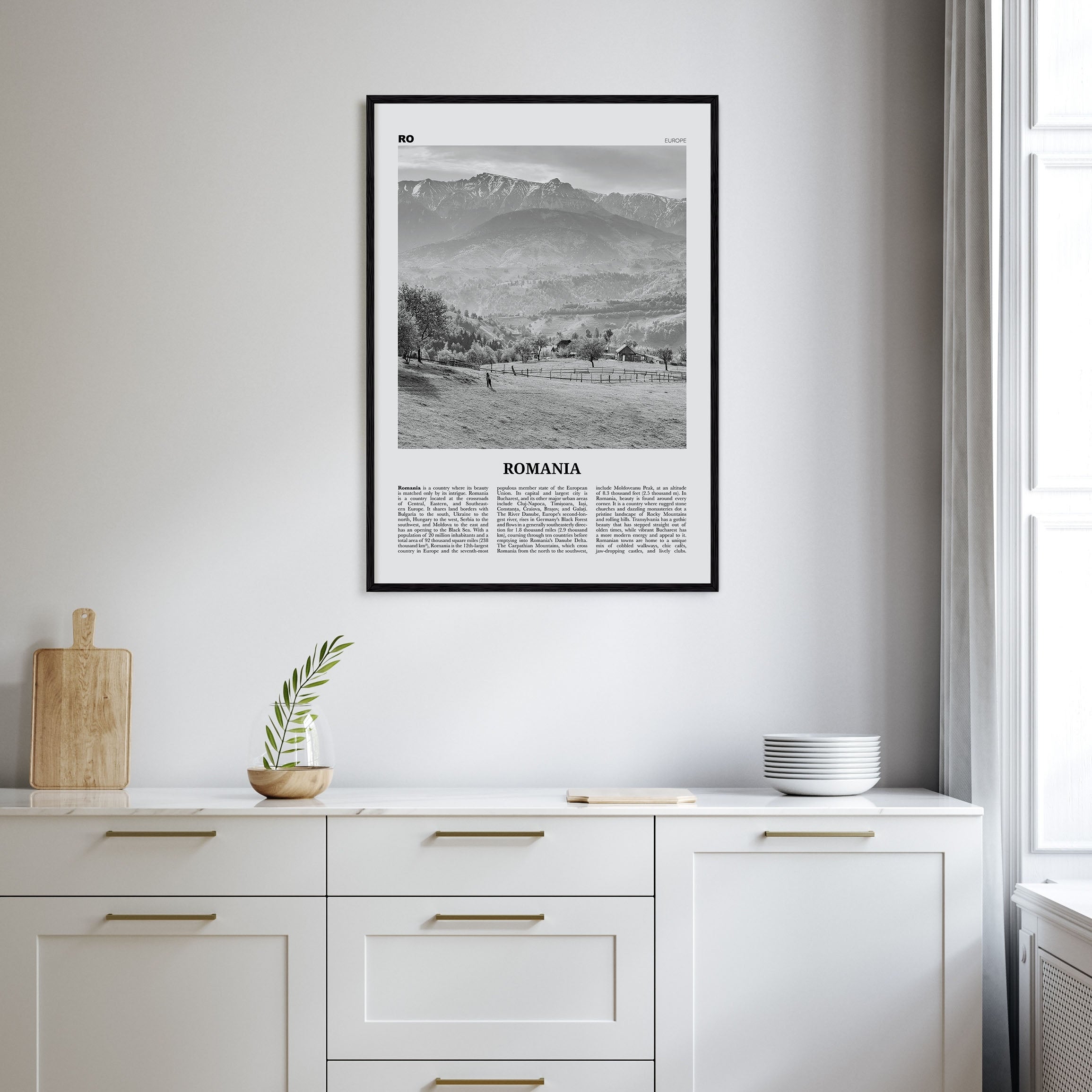 Romania Travel B&W Poster