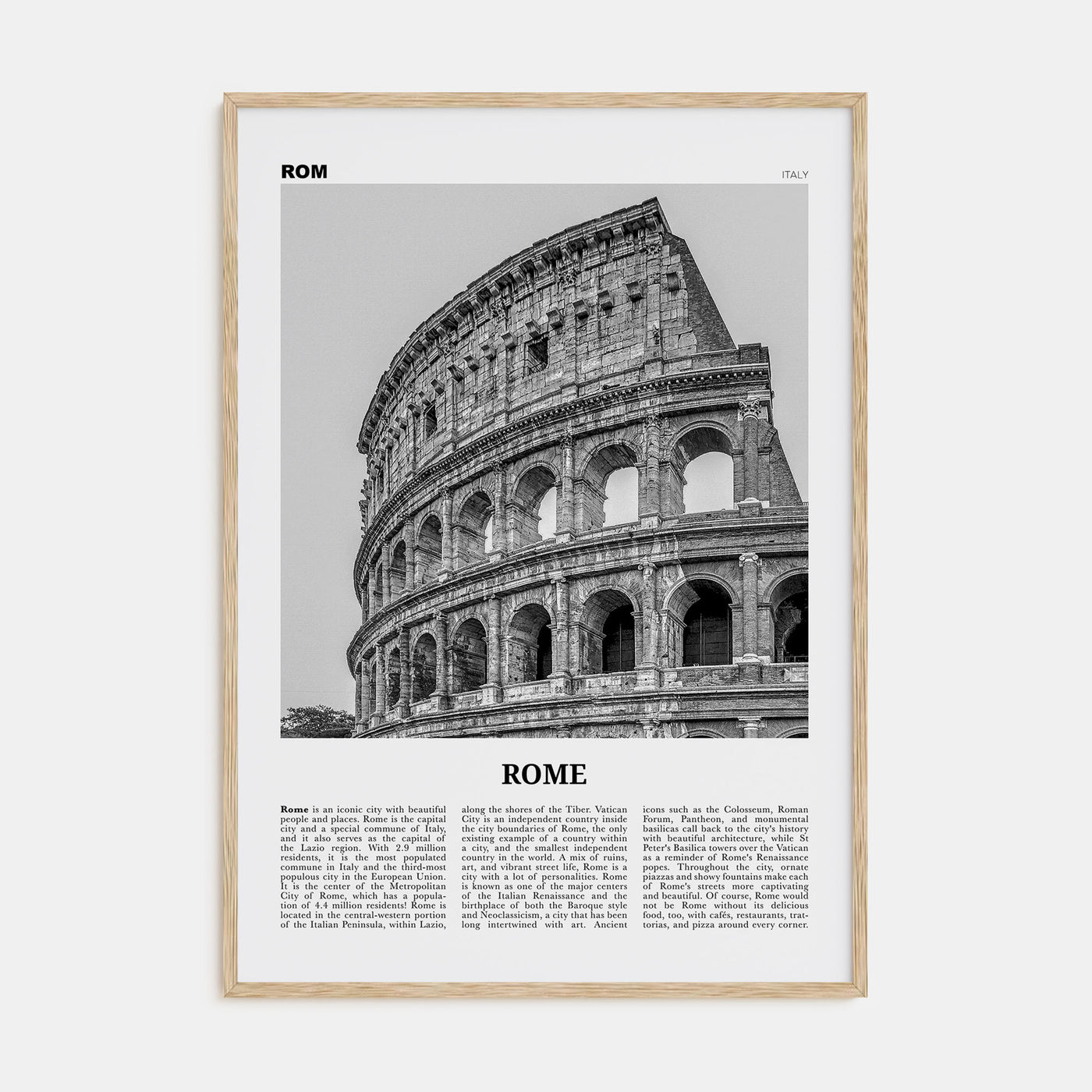 Rome Travel B&W No 2 Poster