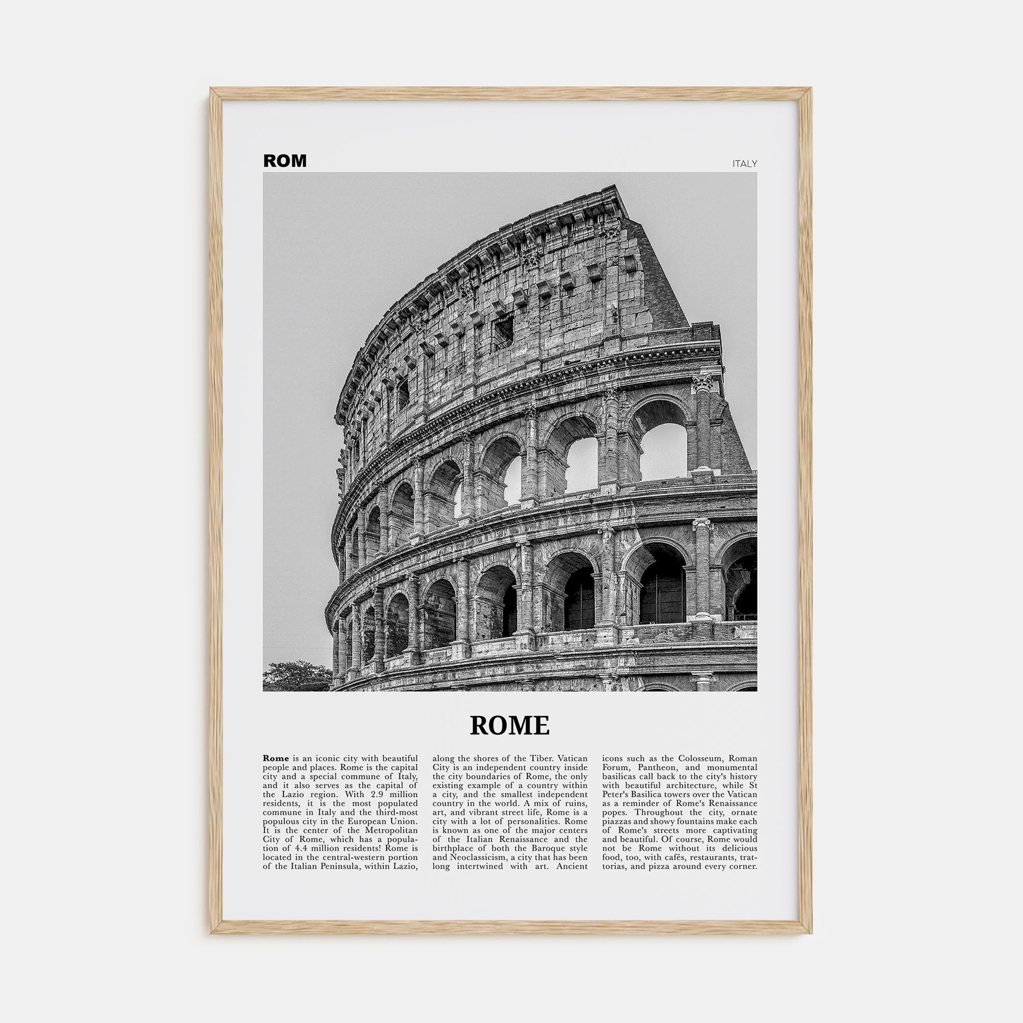Rome Travel B&W No 2 Poster