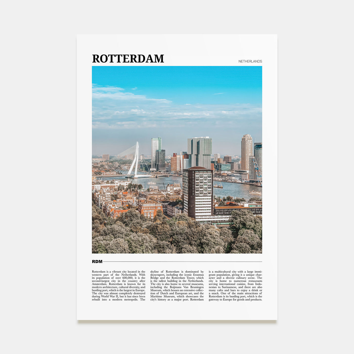 Rotterdam Travel Color Poster