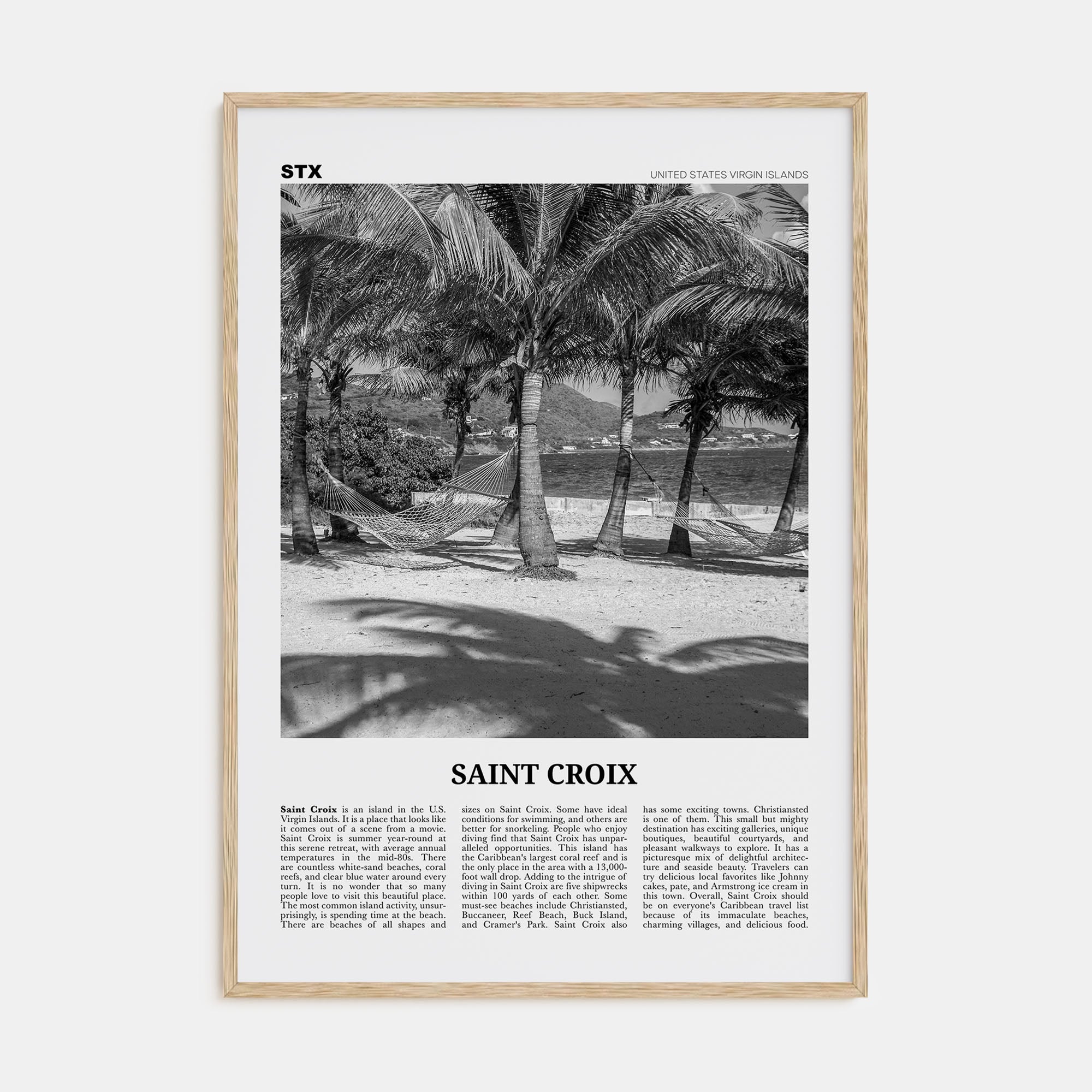 Saint Croix Travel B&W Poster