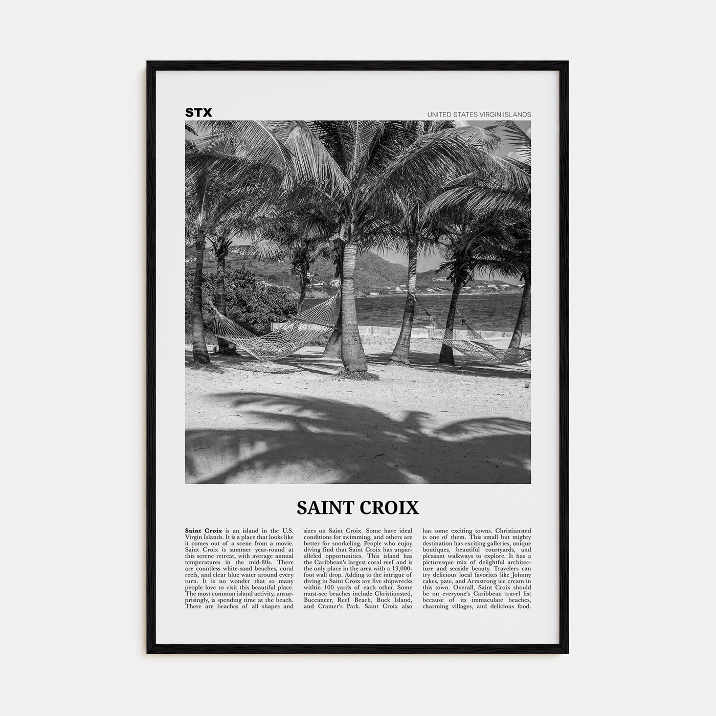 Saint Croix Travel B&W Poster