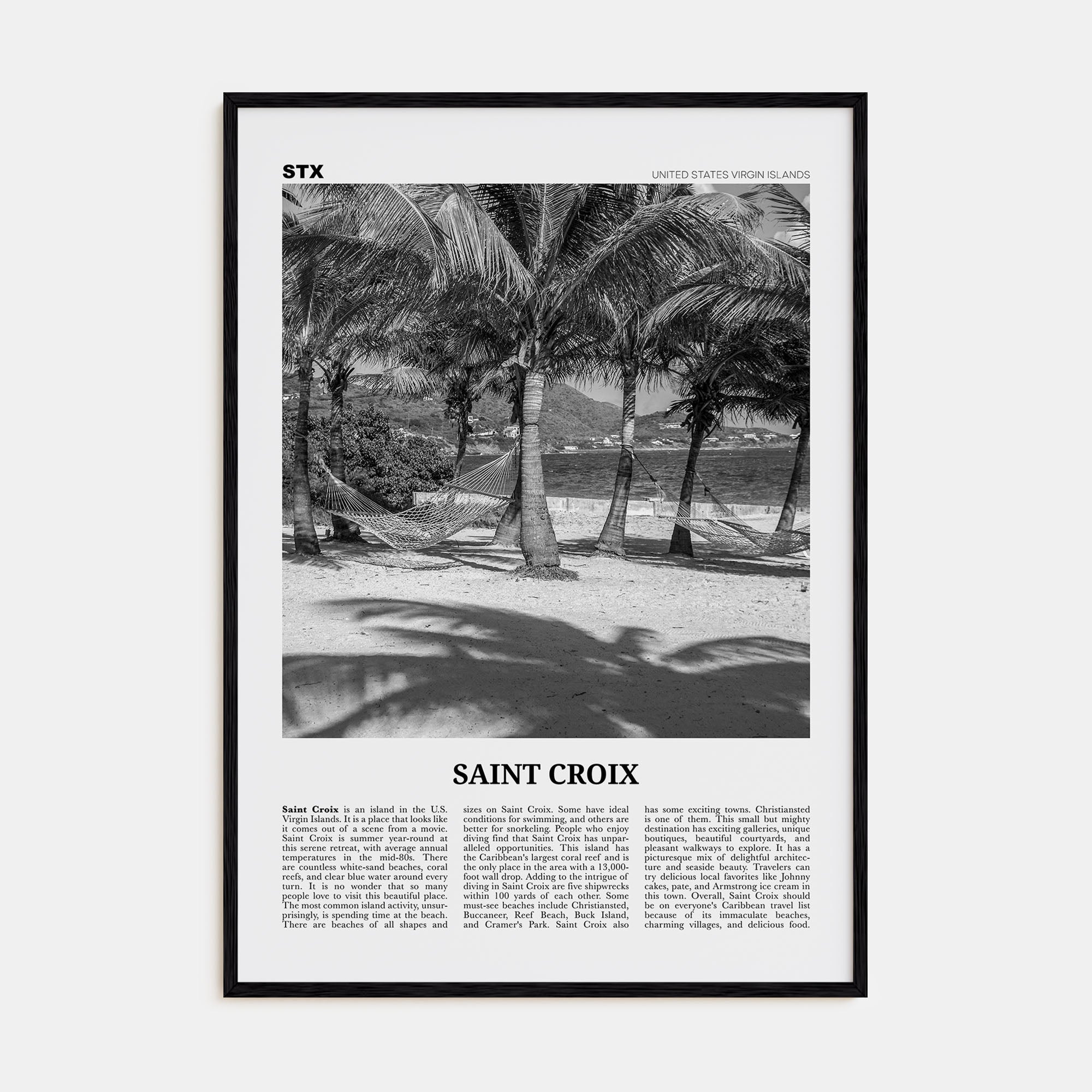 Saint Croix Travel B&W Poster