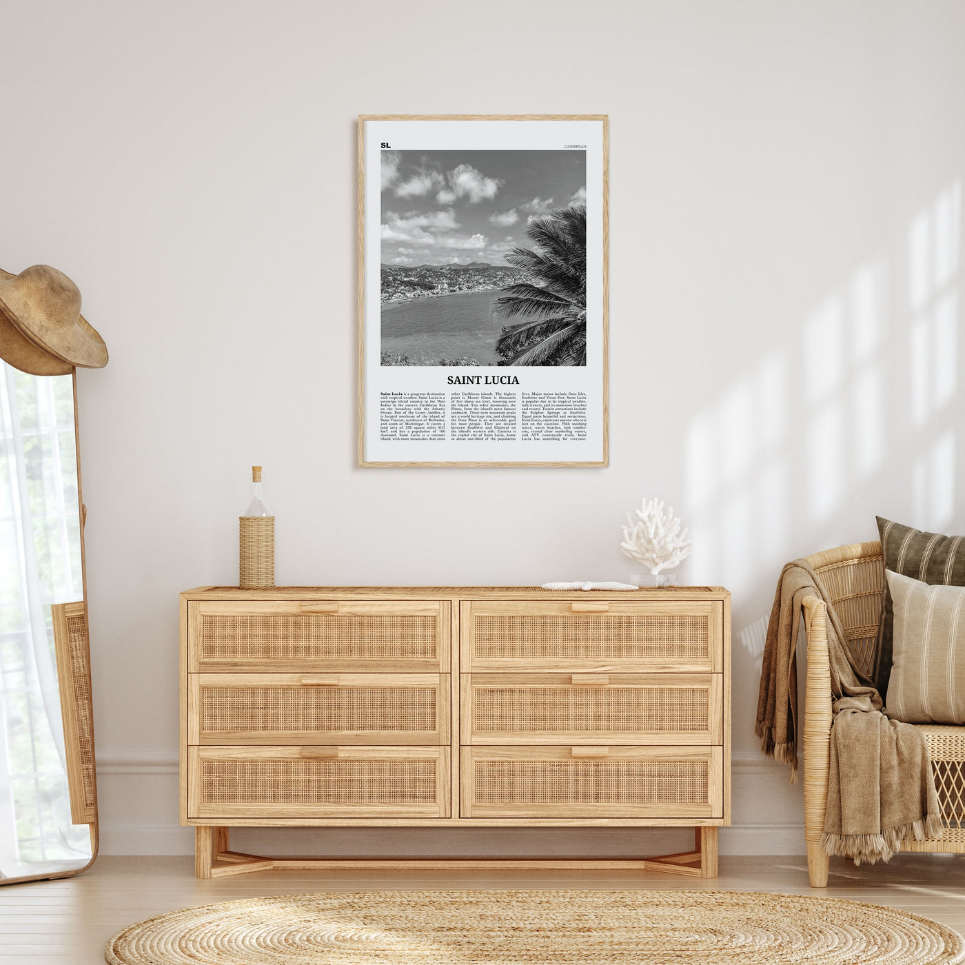Saint Lucia Travel B&W Poster