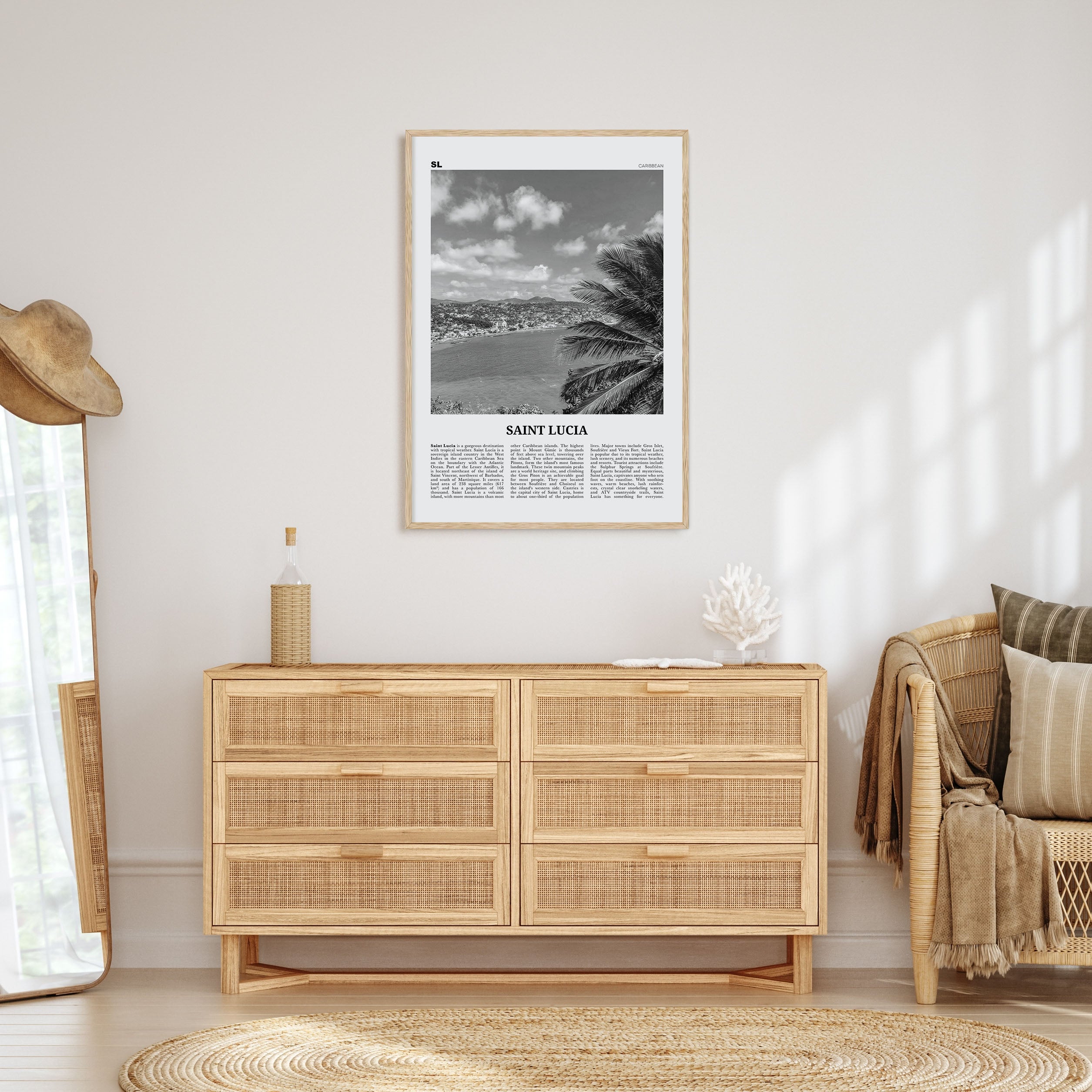 Saint Lucia Travel B&W Poster