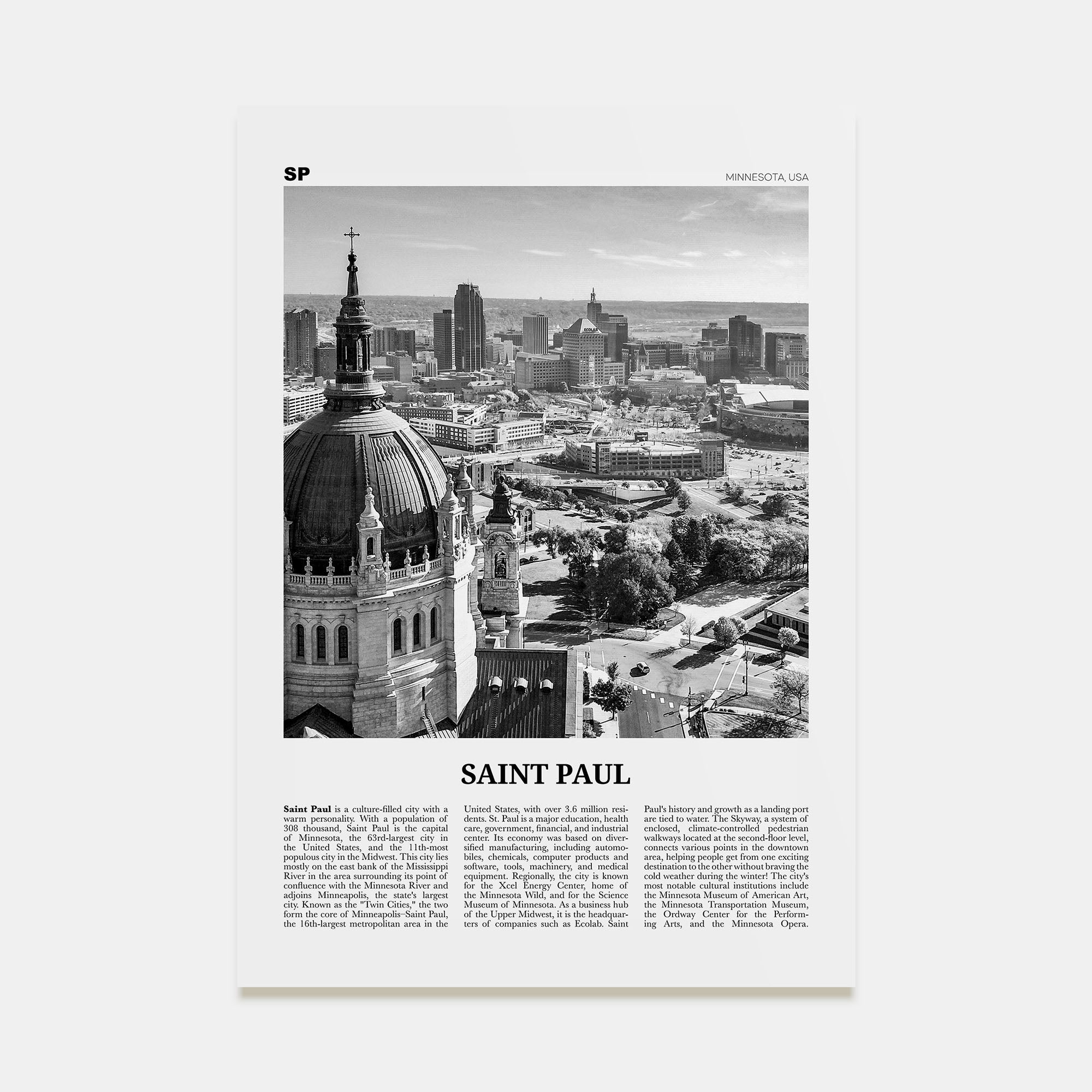 Saint Paul Travel B&W Poster