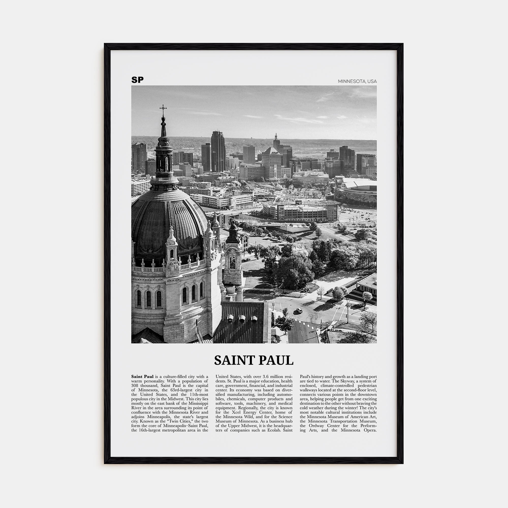 Saint Paul Travel B&W Poster
