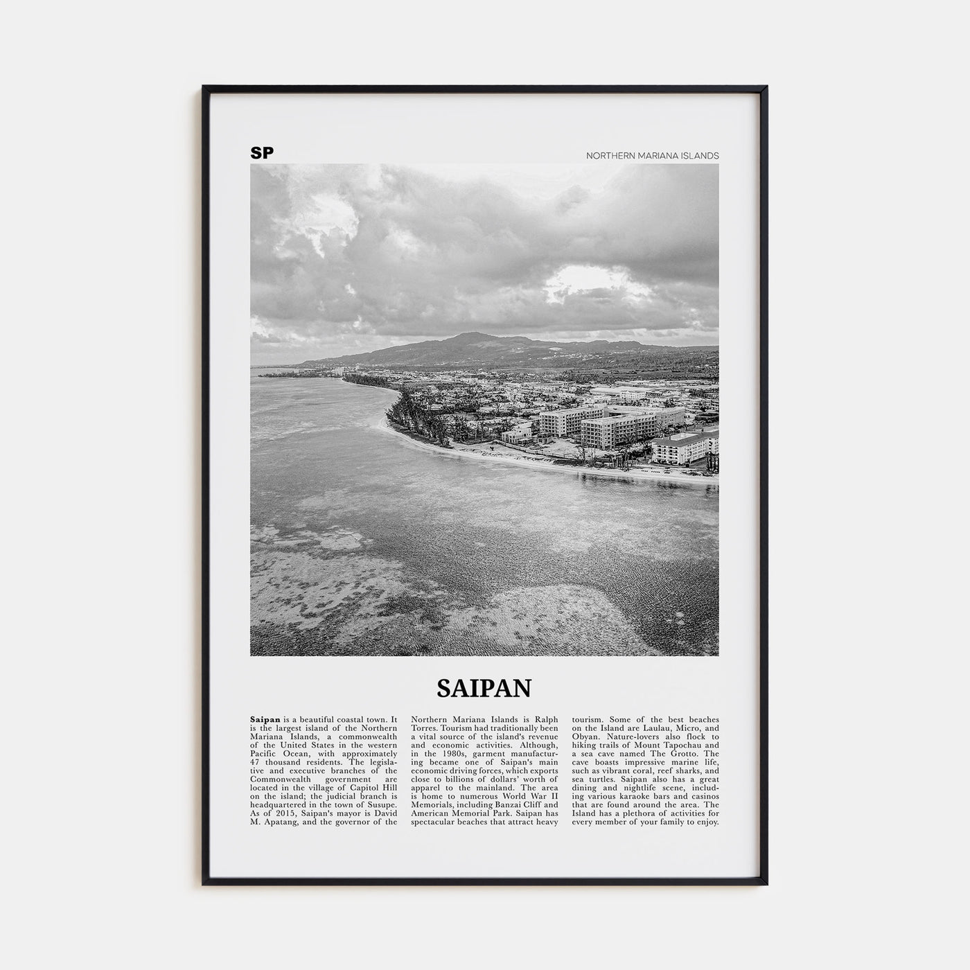 Saipan Travel B&W Poster