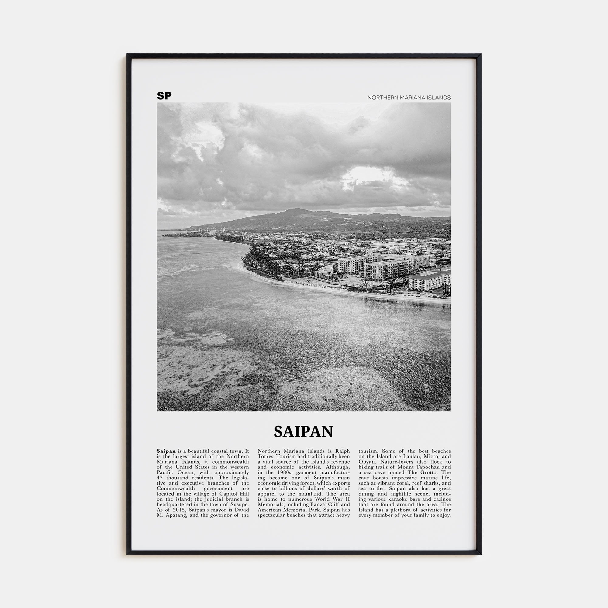Saipan Travel B&W Poster
