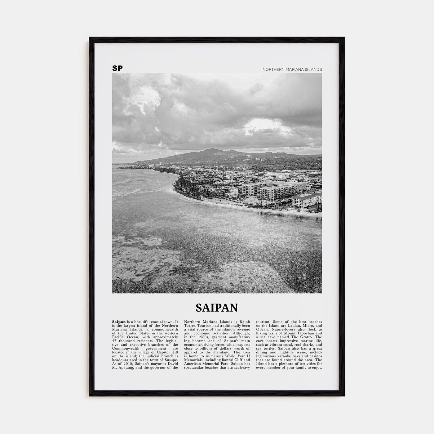 Saipan Travel B&W Poster