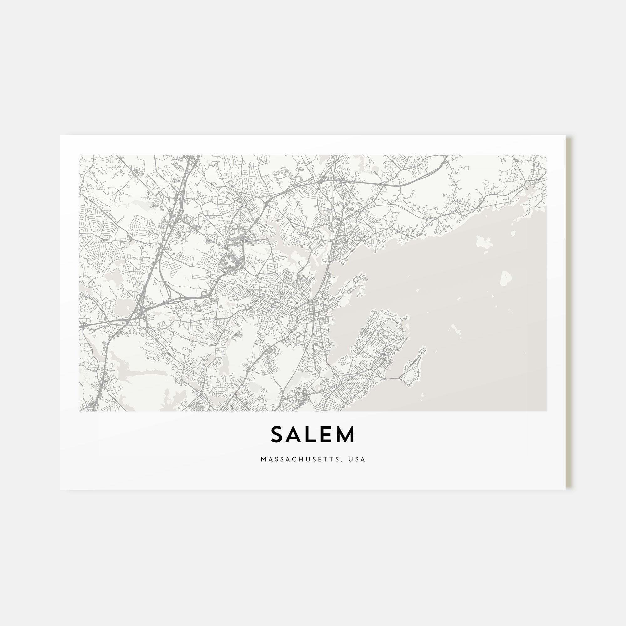 Salem, Massachusetts Map Landscape Poster
