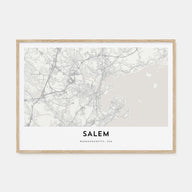 Salem, Massachusetts Map Landscape Poster
