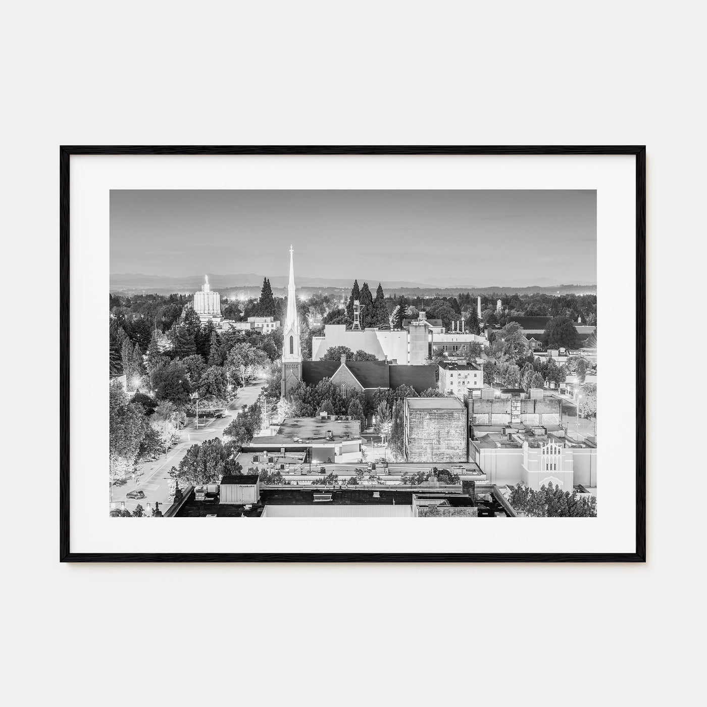 Salem, Oregon Landscape B&W Poster