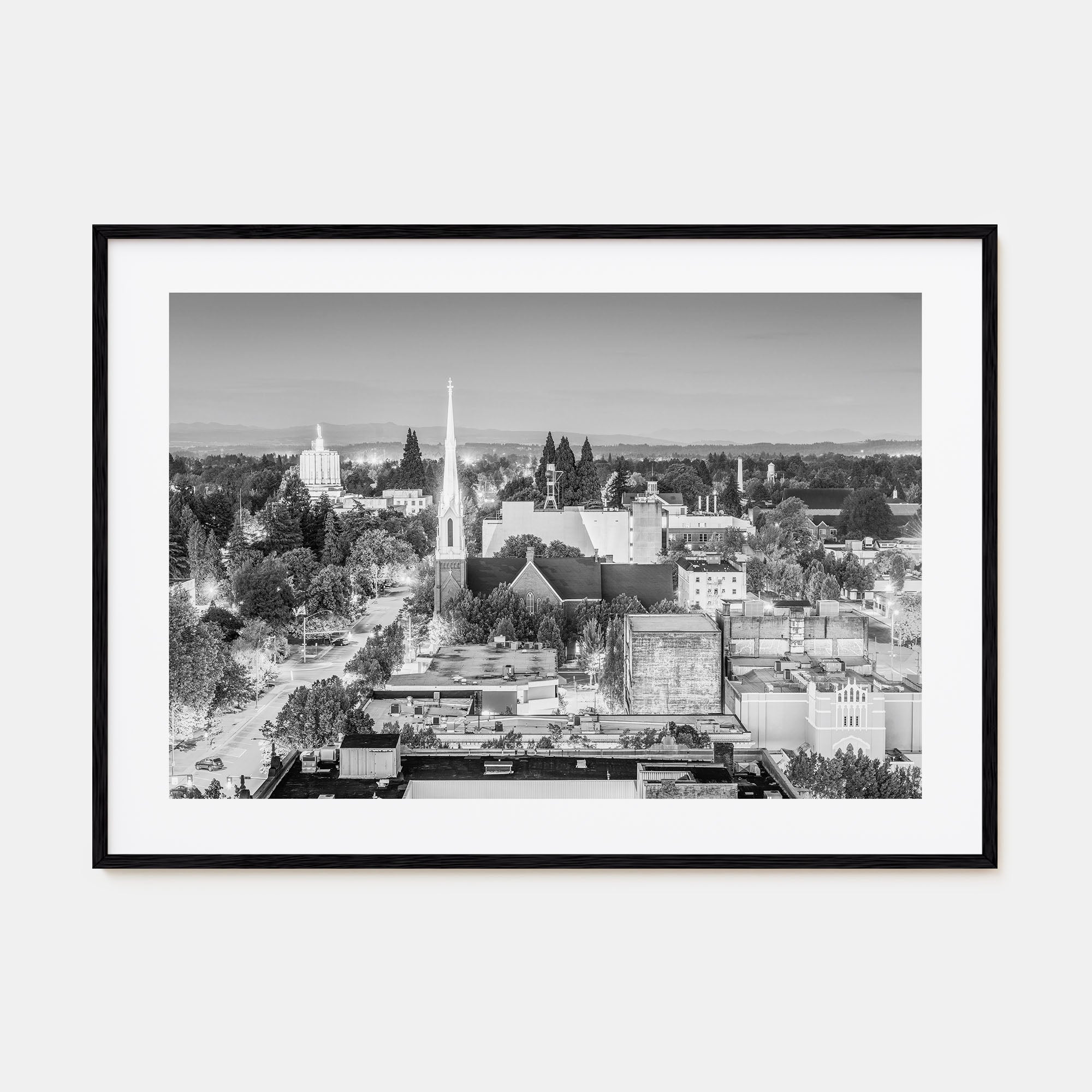 Salem, Oregon Landscape B&W Poster