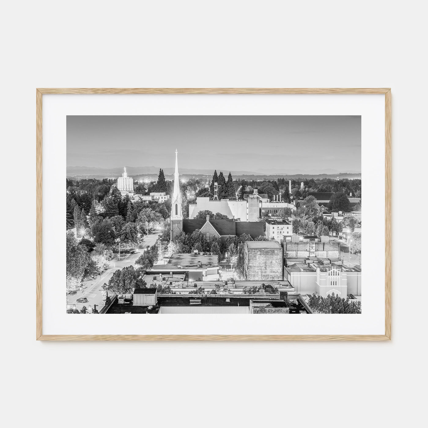 Salem, Oregon Landscape B&W Poster