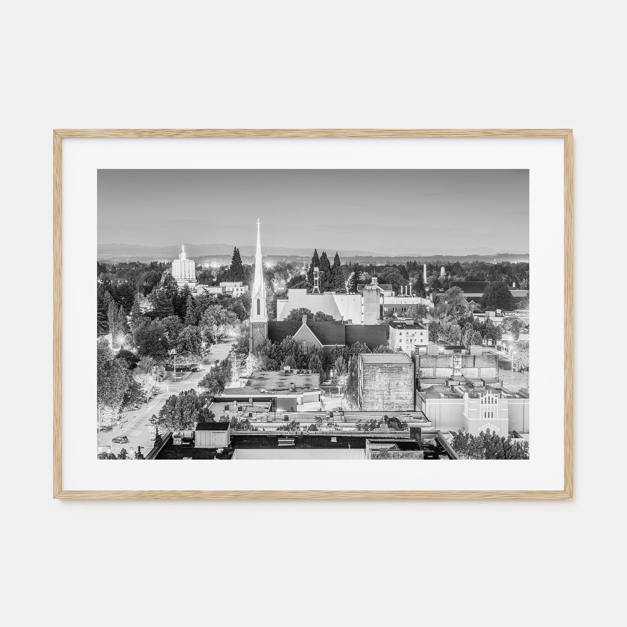 Salem, Oregon Landscape B&W Poster