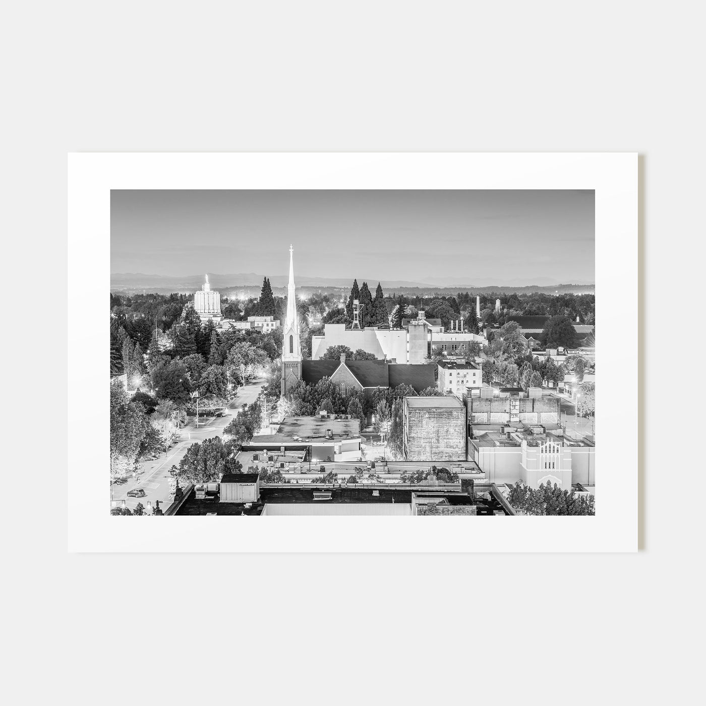 Salem, Oregon Landscape B&W Poster