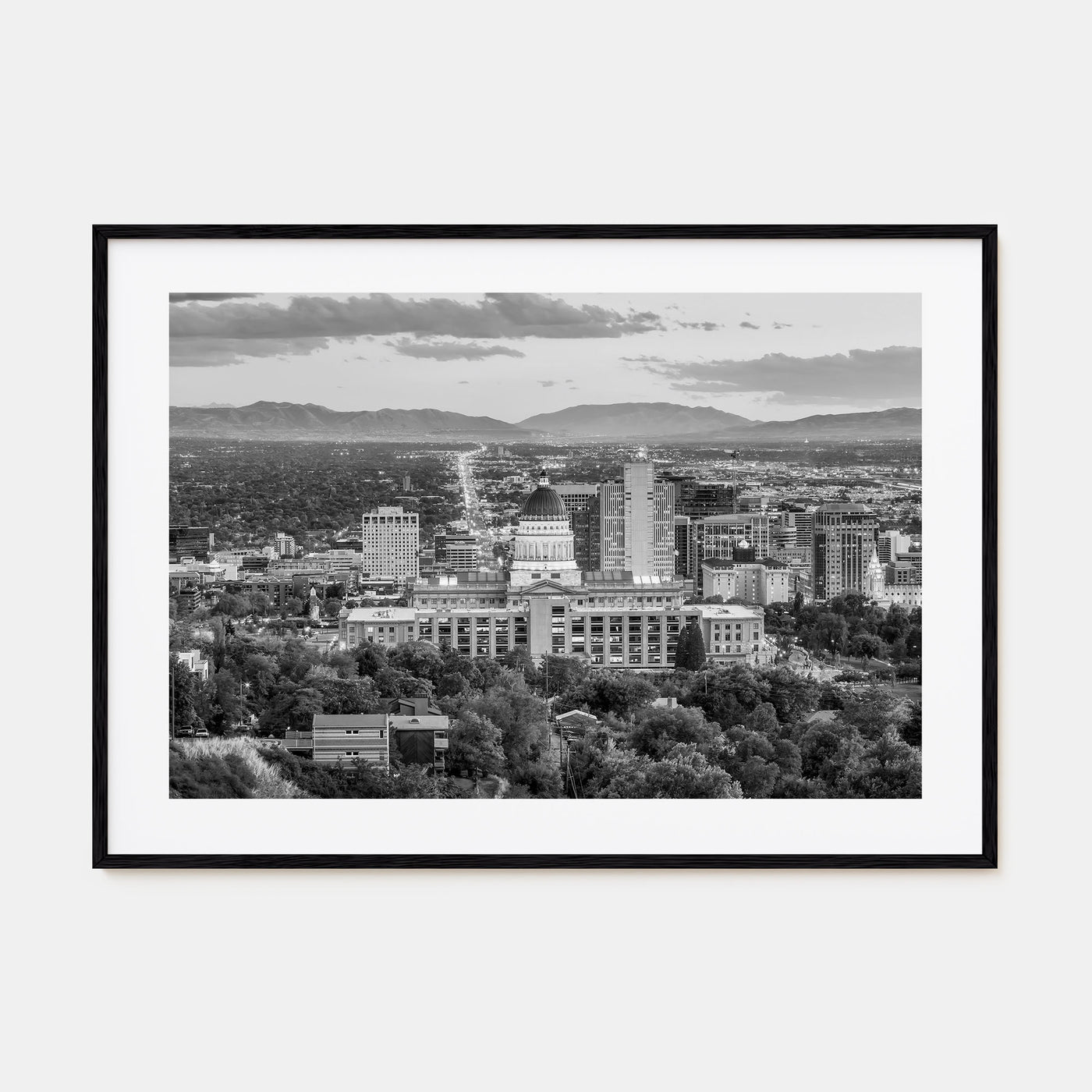 Salt Lake City Landscape B&W Poster