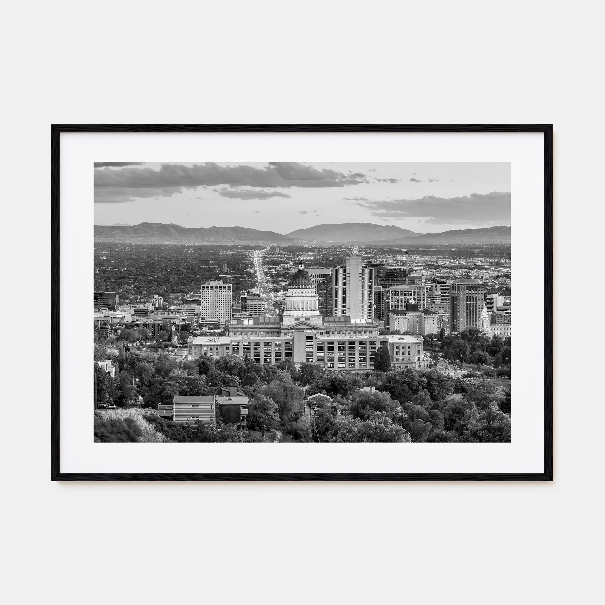 Salt Lake City Landscape B&W Poster