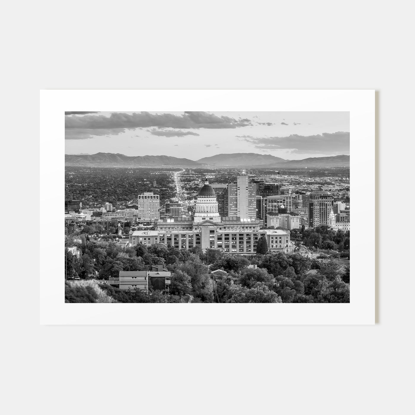 Salt Lake City Landscape B&W Poster