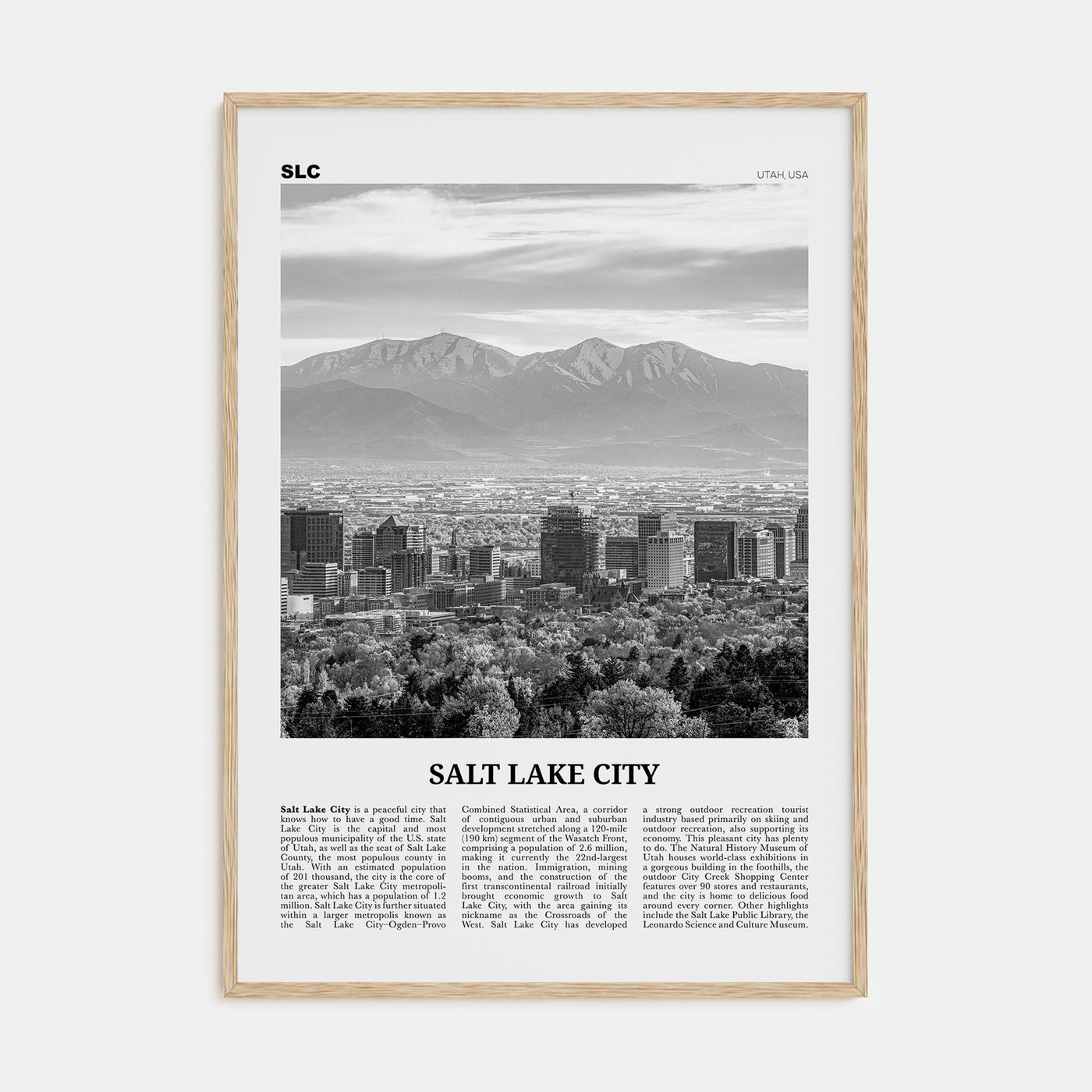 Salt Lake City Travel B&W No 1 Poster