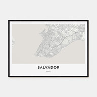 Salvador Map Landscape Poster