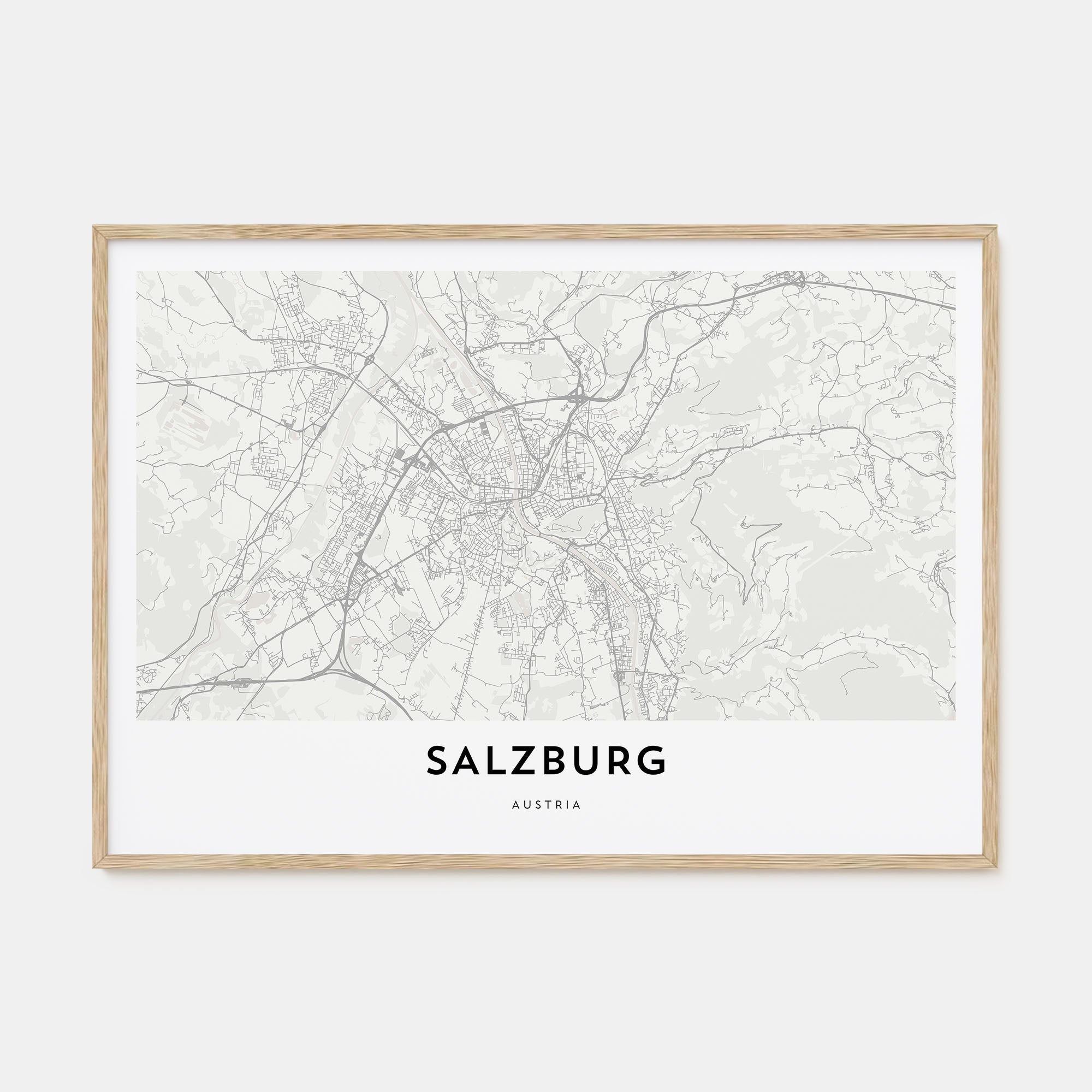 Salzburg Map Landscape Poster