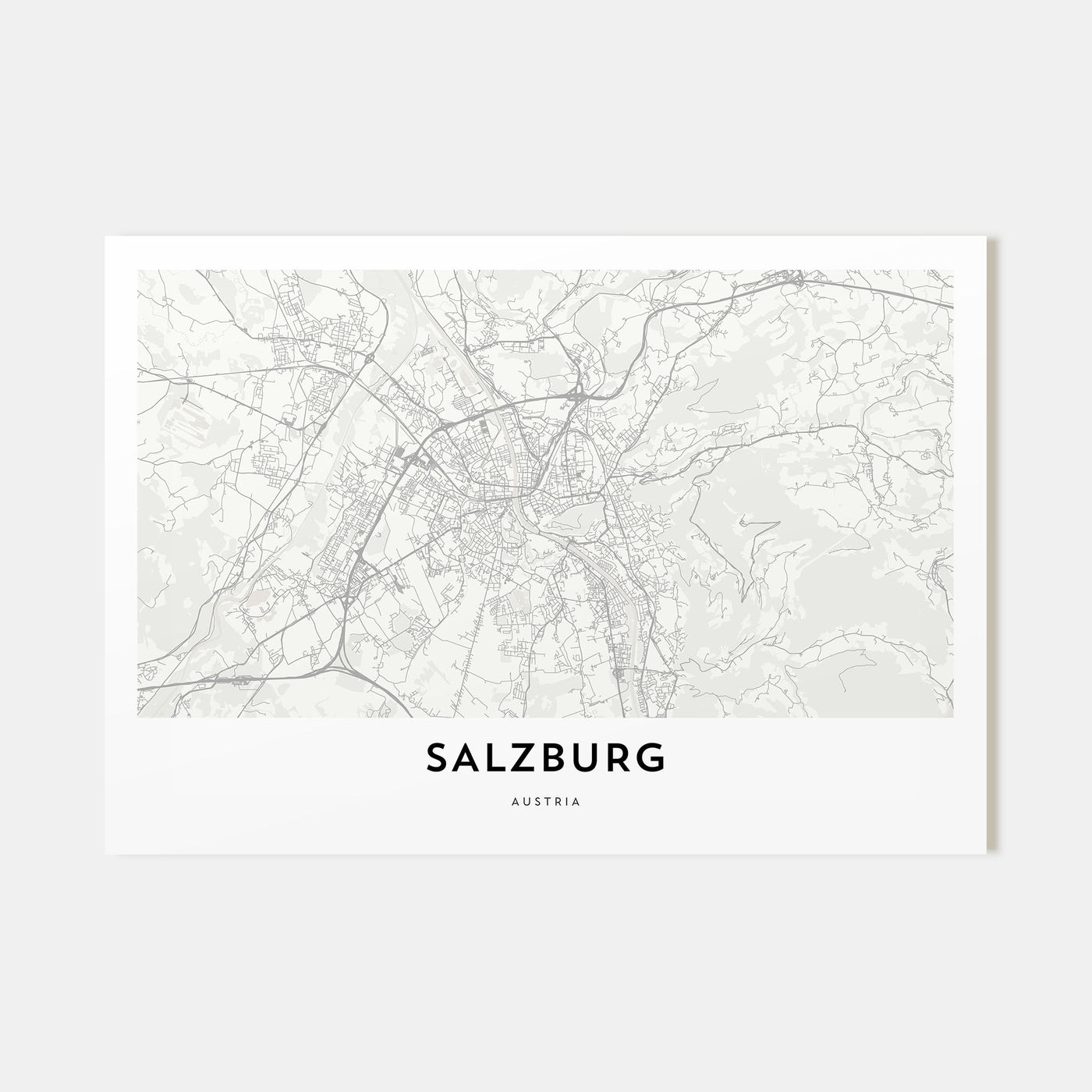 Salzburg Map Landscape Poster