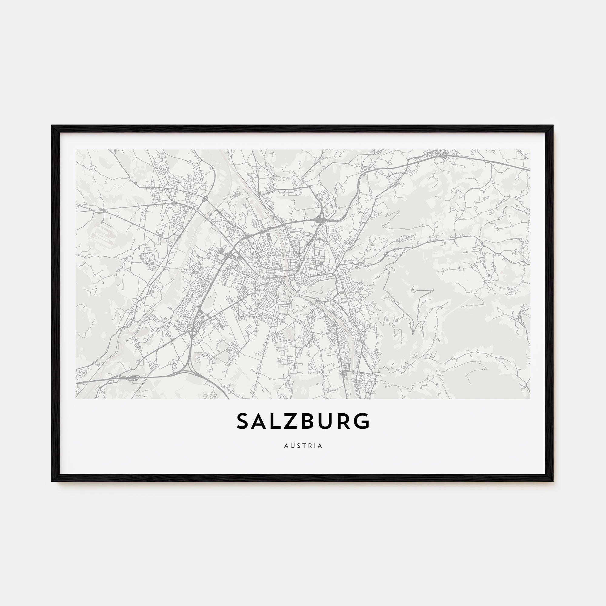 Salzburg Map Landscape Poster