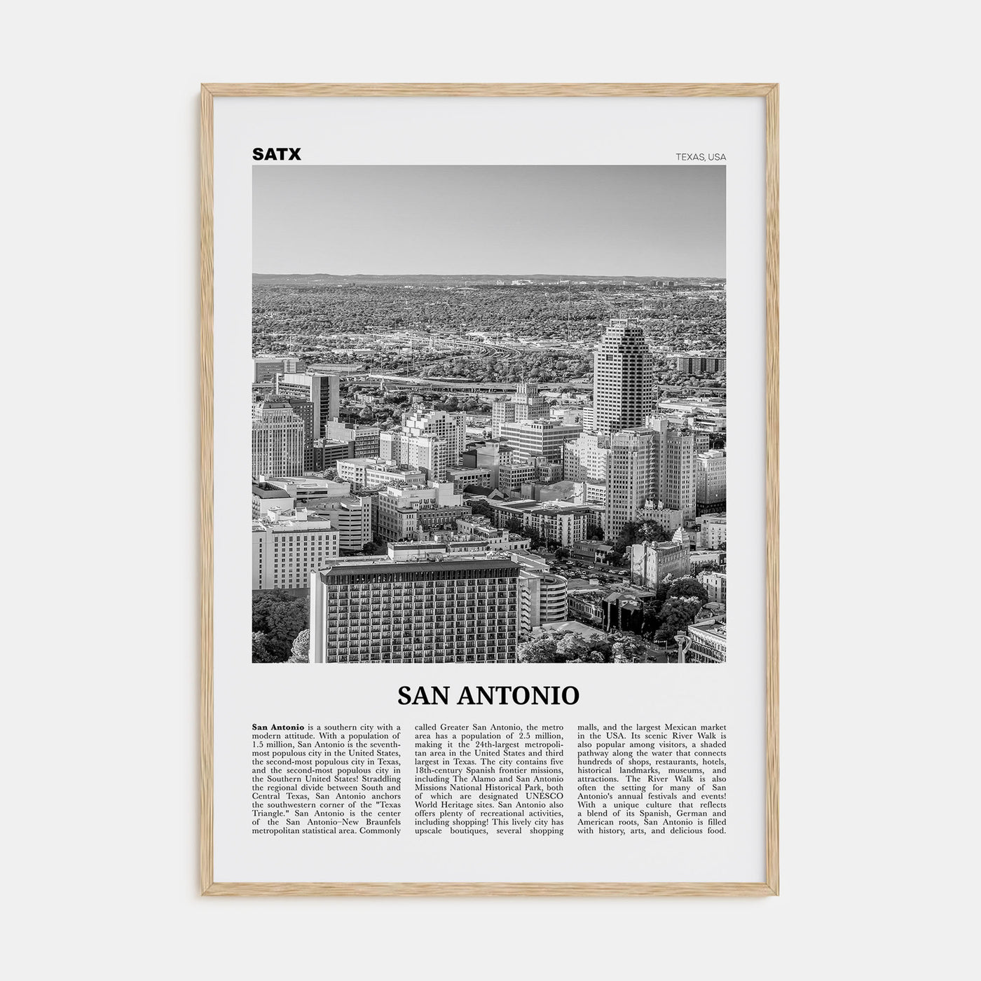San Antonio Travel B&W No 1 Poster