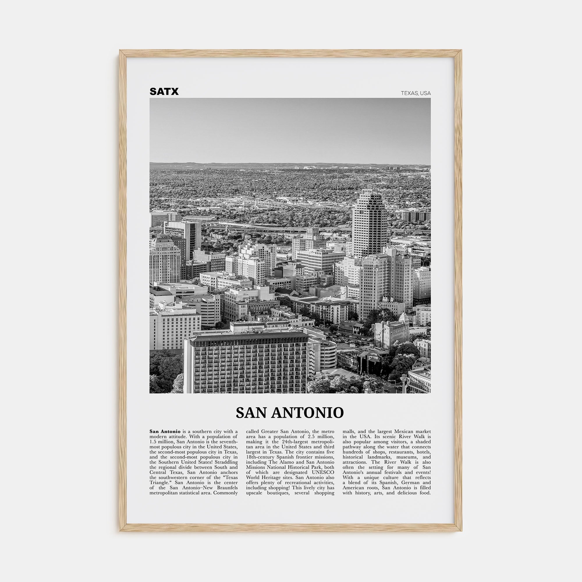 San Antonio Travel B&W No 1 Poster
