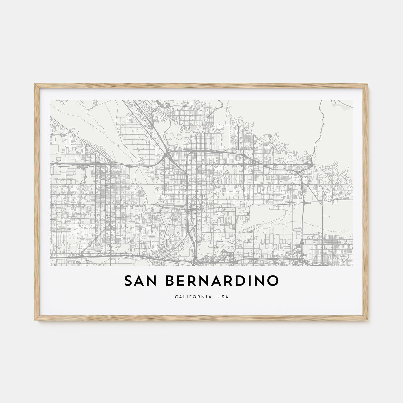San Bernardino Map Landscape Poster