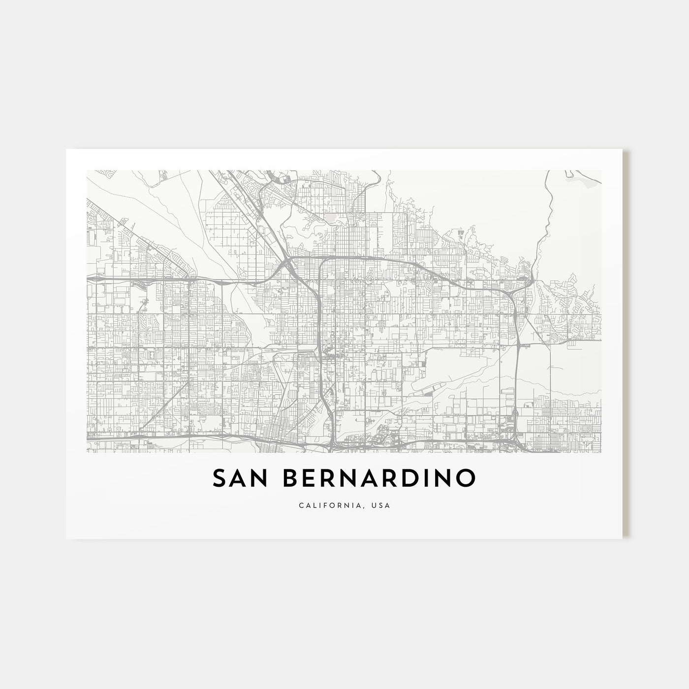 San Bernardino Map Landscape Poster