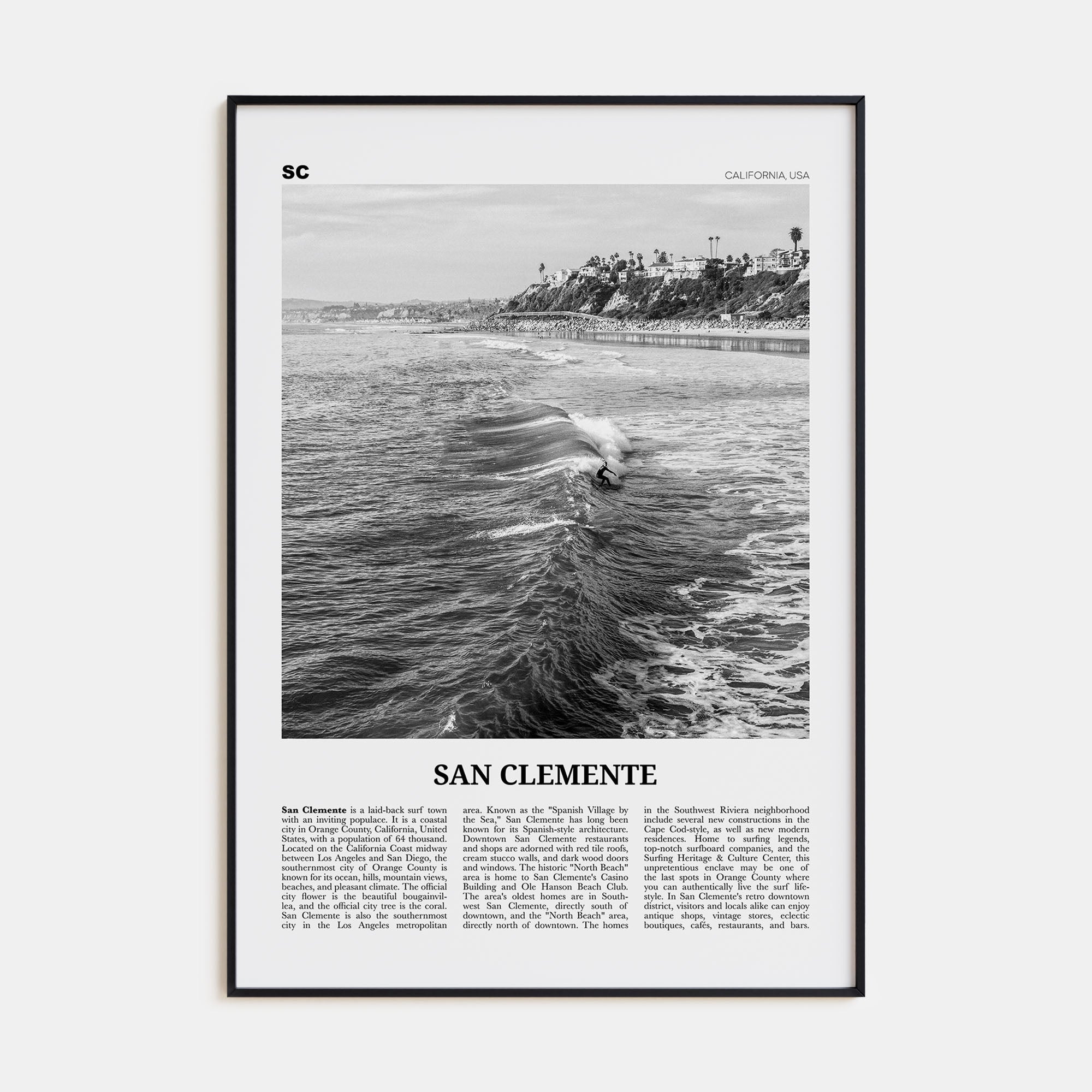 San Clemente Travel B&W No 2 Poster