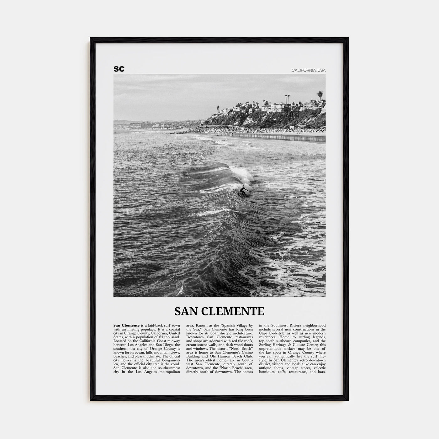 San Clemente Travel B&W No 2 Poster