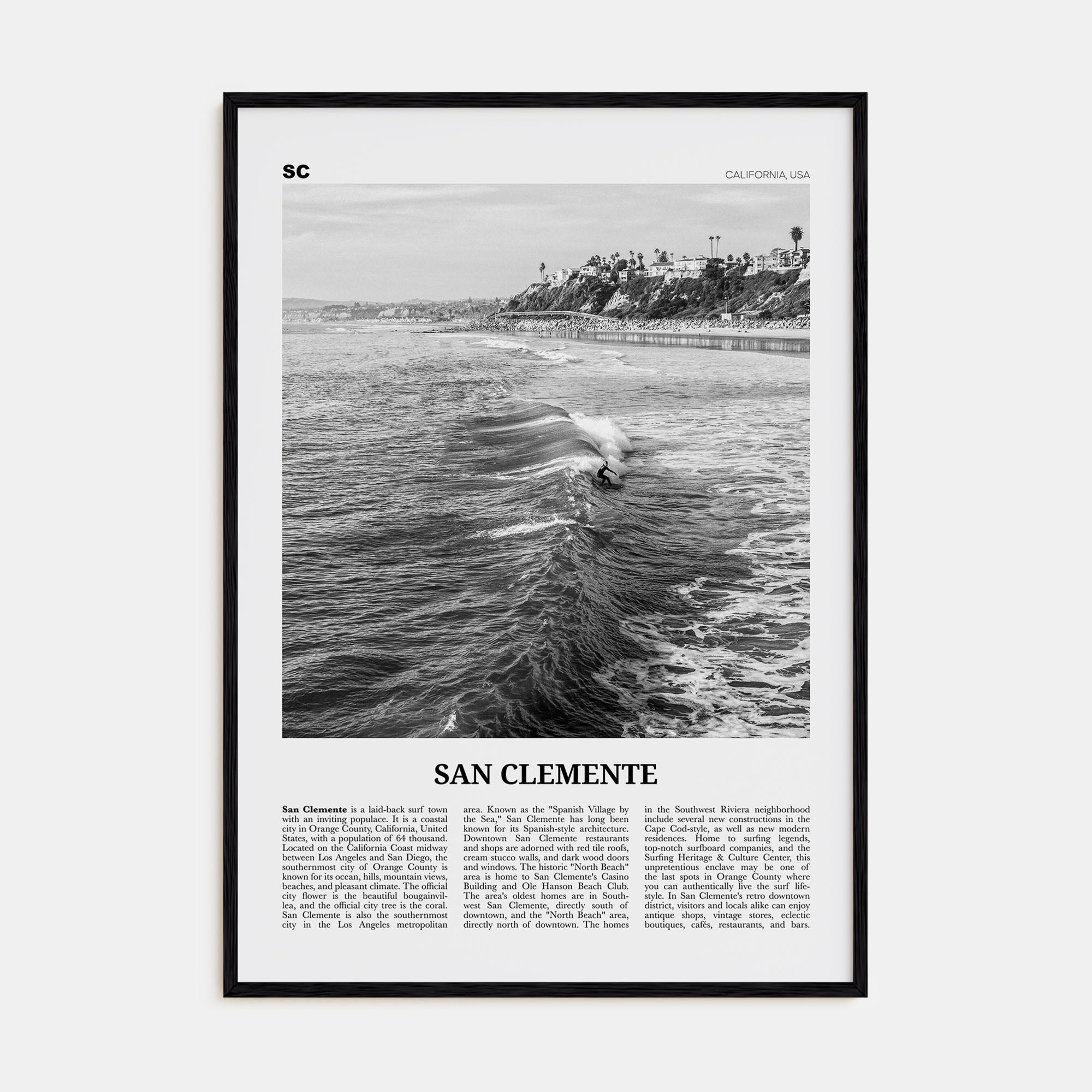 San Clemente Travel B&W No 2 Poster