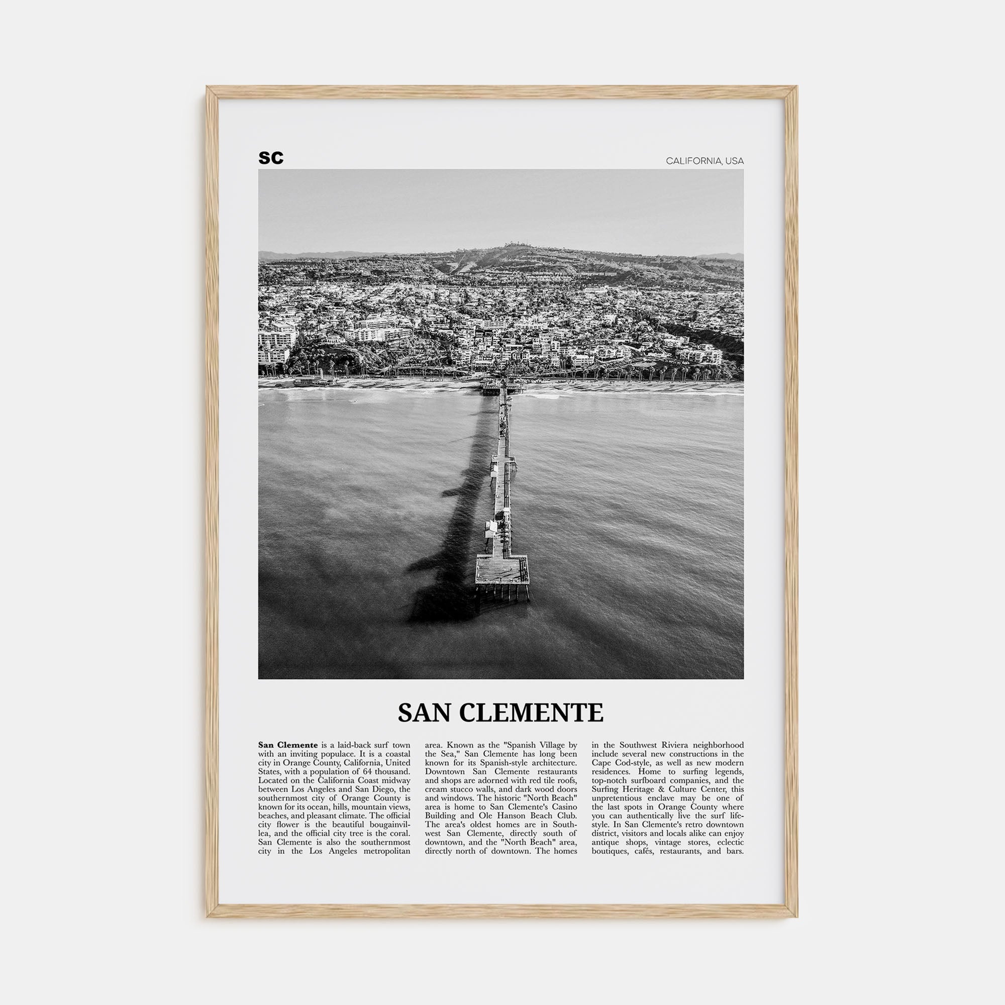 San Clemente Travel B&W No 3 Poster