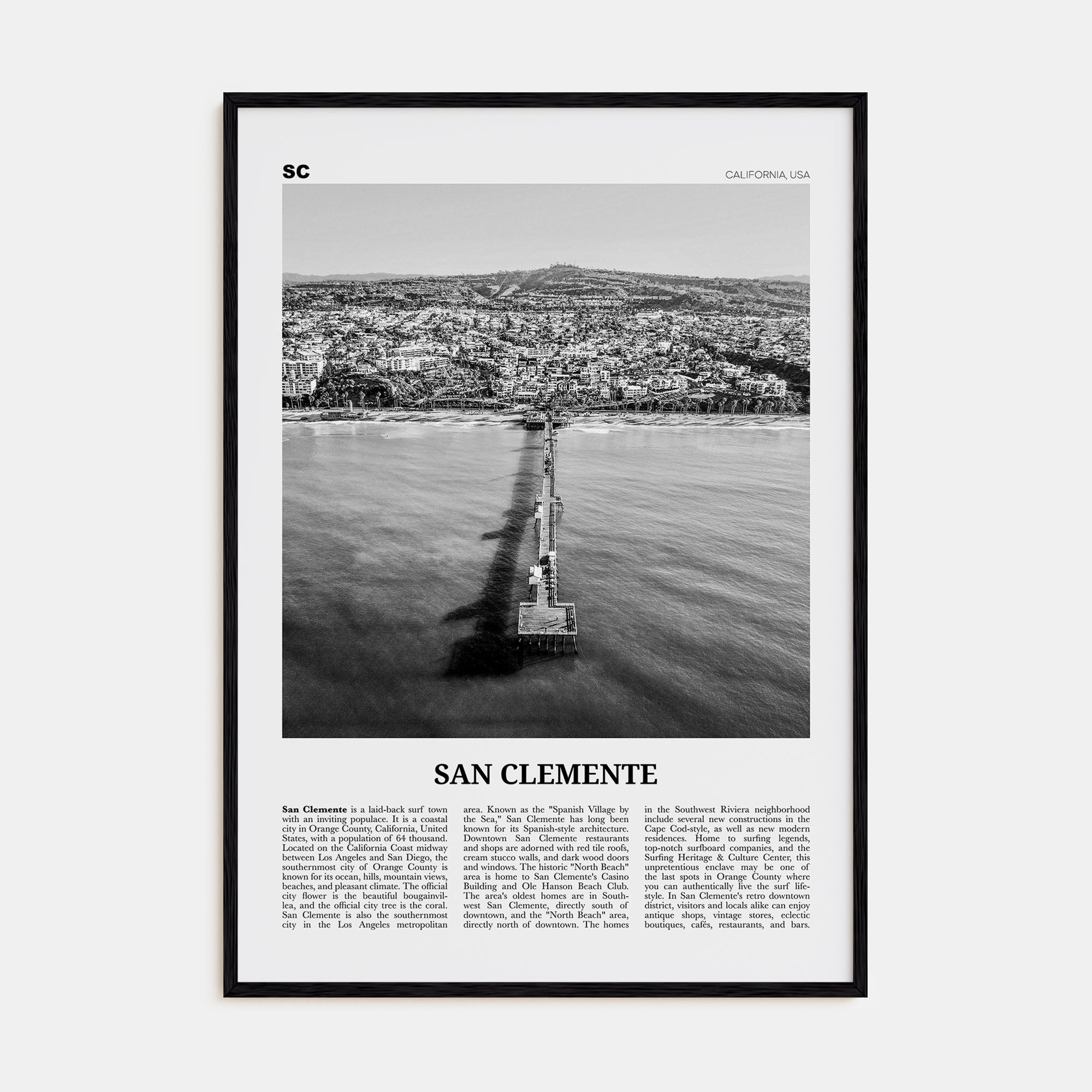 San Clemente Travel B&W No 3 Poster