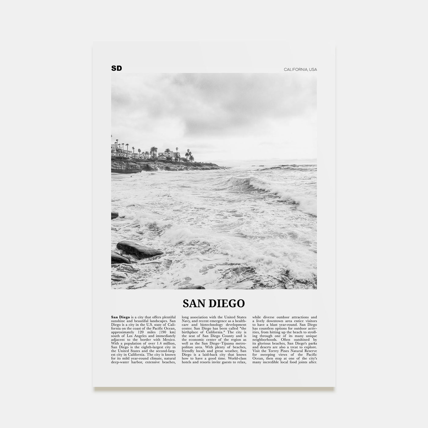 San Diego Travel B&W No 4 Poster