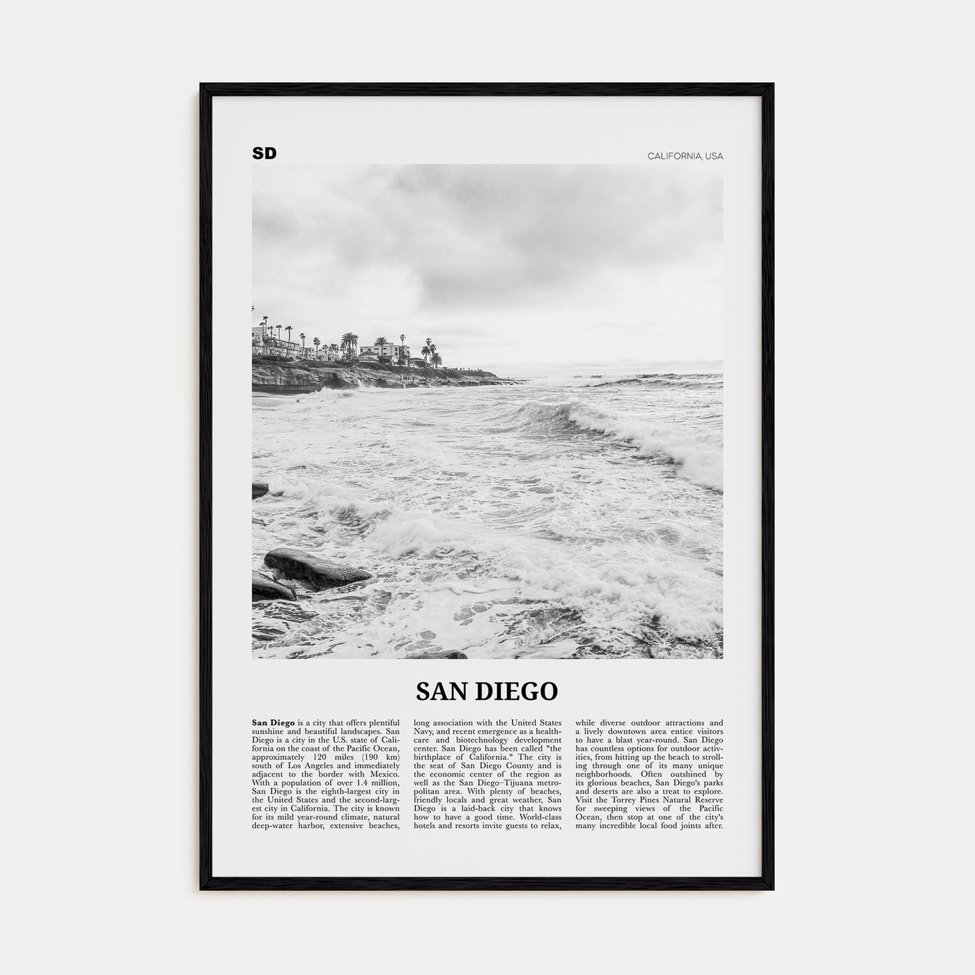San Diego Travel B&W No 4 Poster