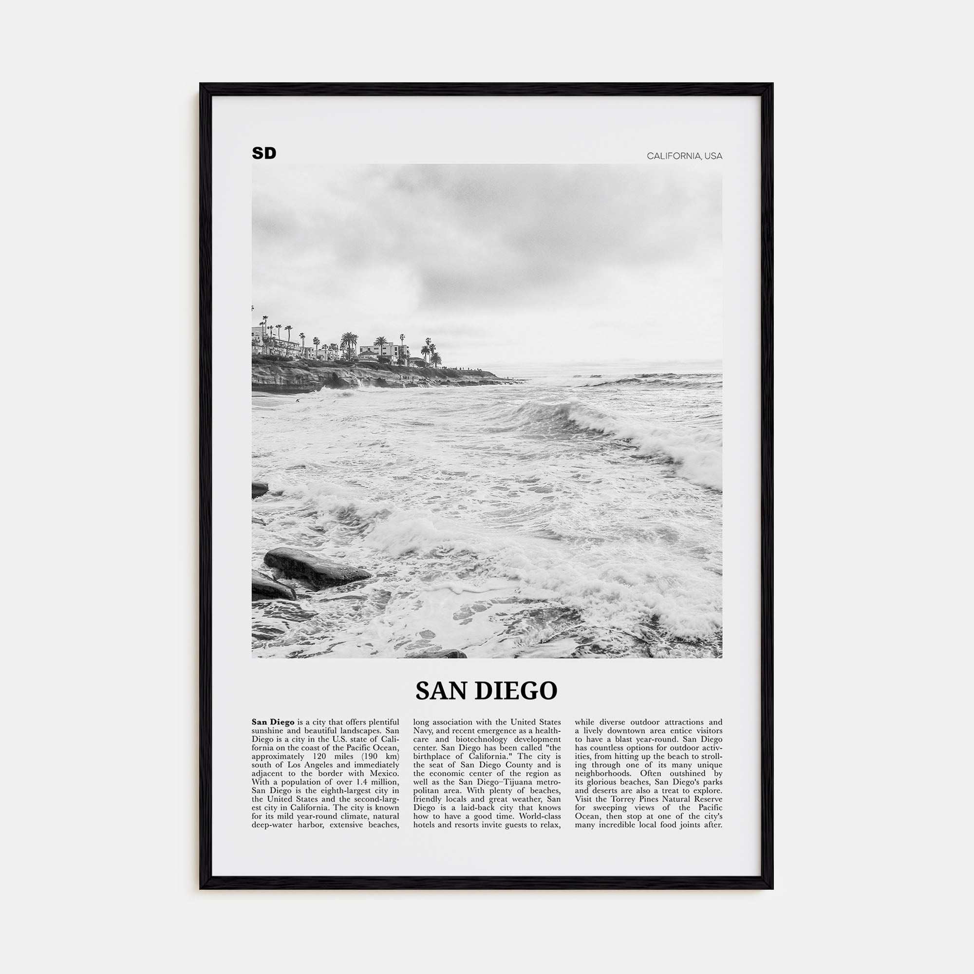 San Diego Travel B&W No 4 Poster