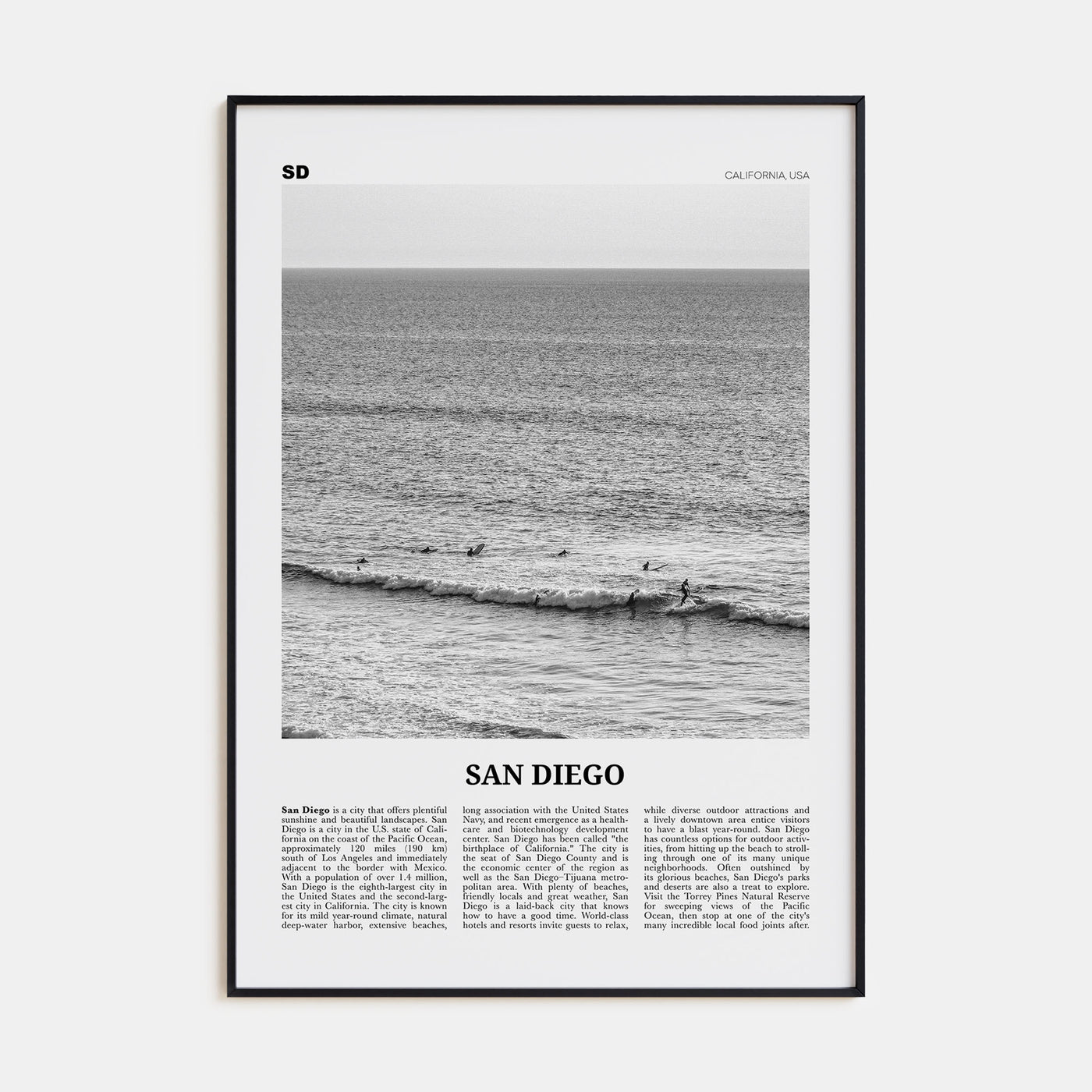 San Diego Travel B&W No 6 Poster