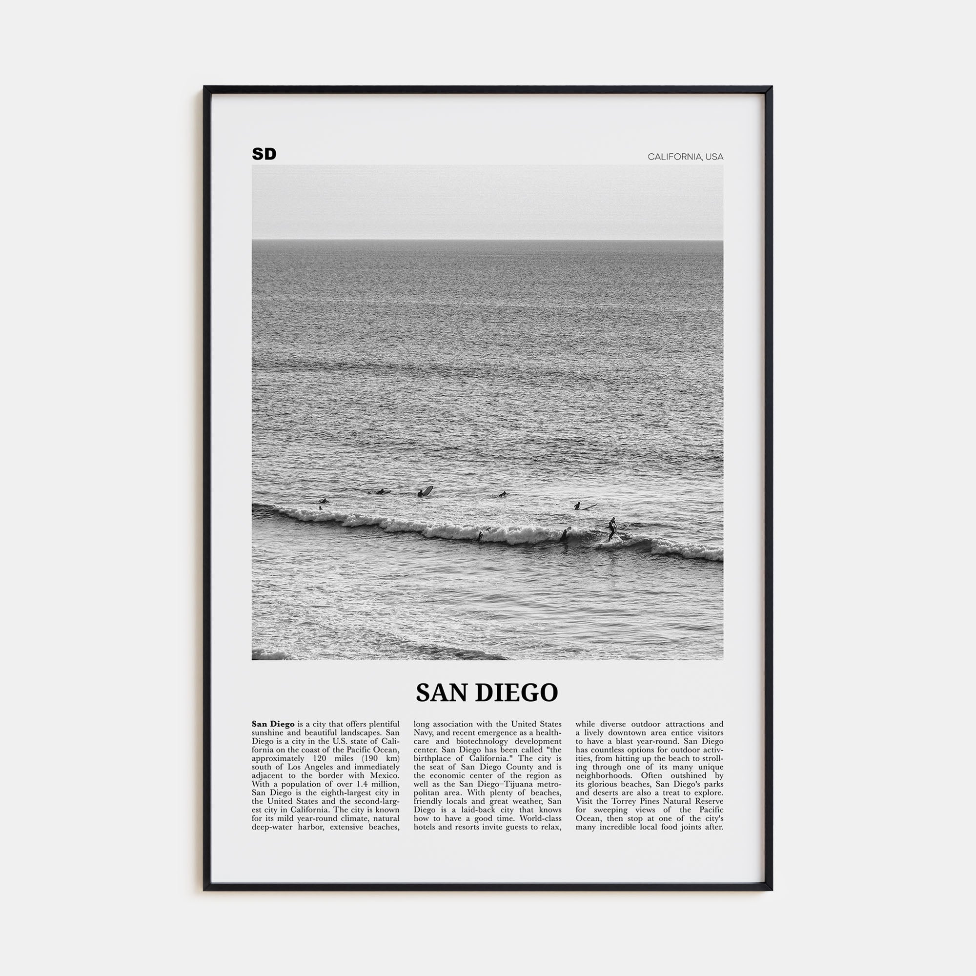 San Diego Travel B&W No 6 Poster
