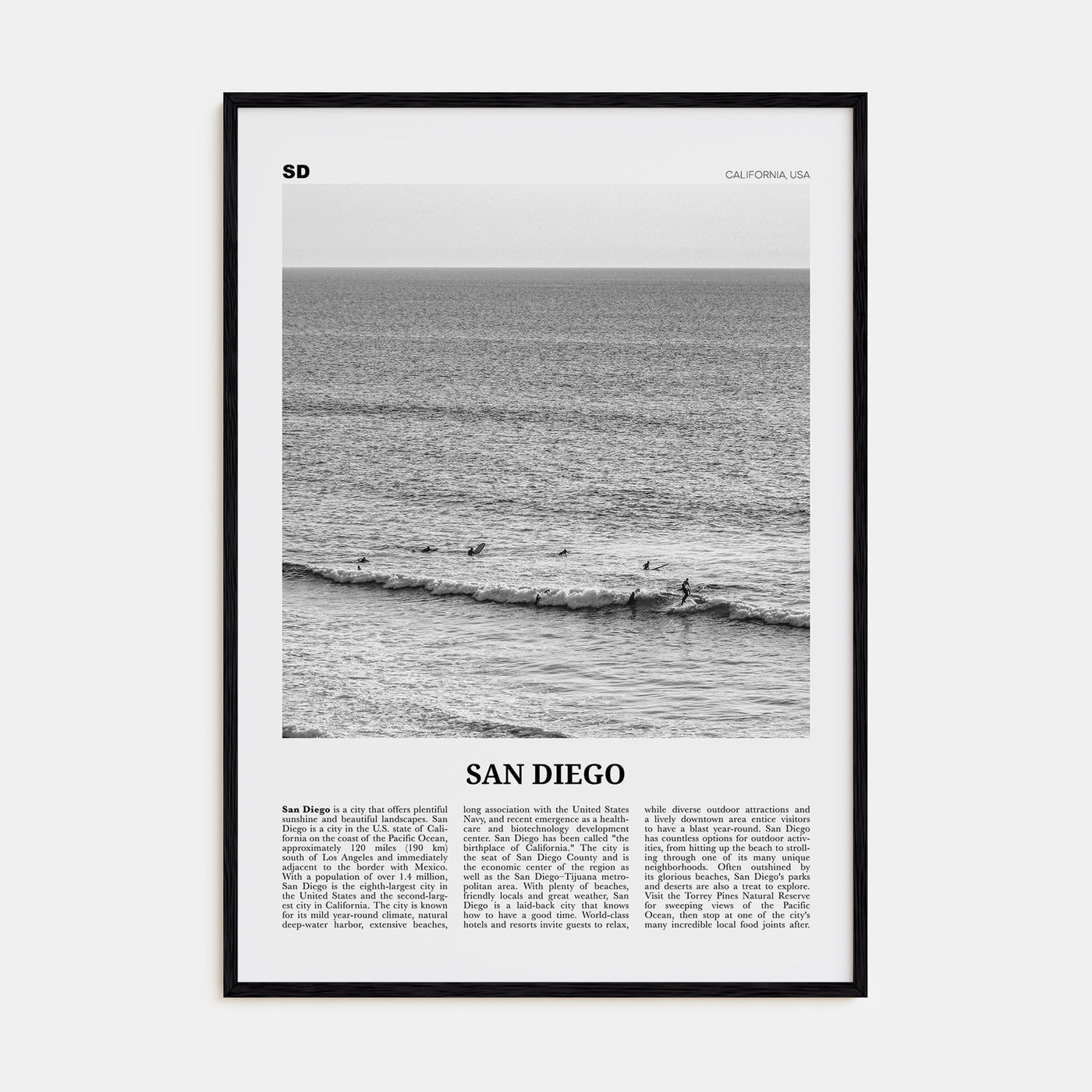 San Diego Travel B&W No 6 Poster