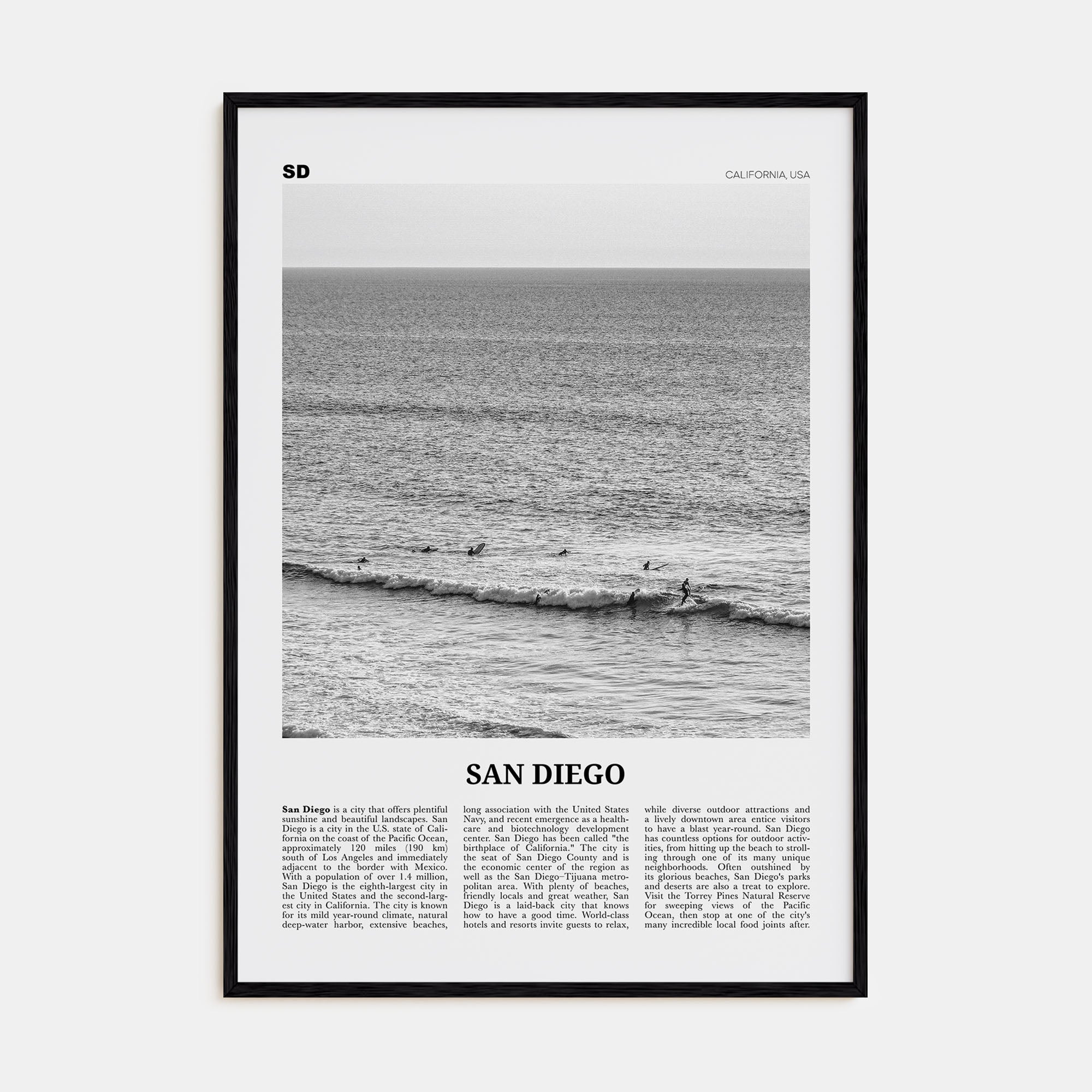San Diego Travel B&W No 6 Poster